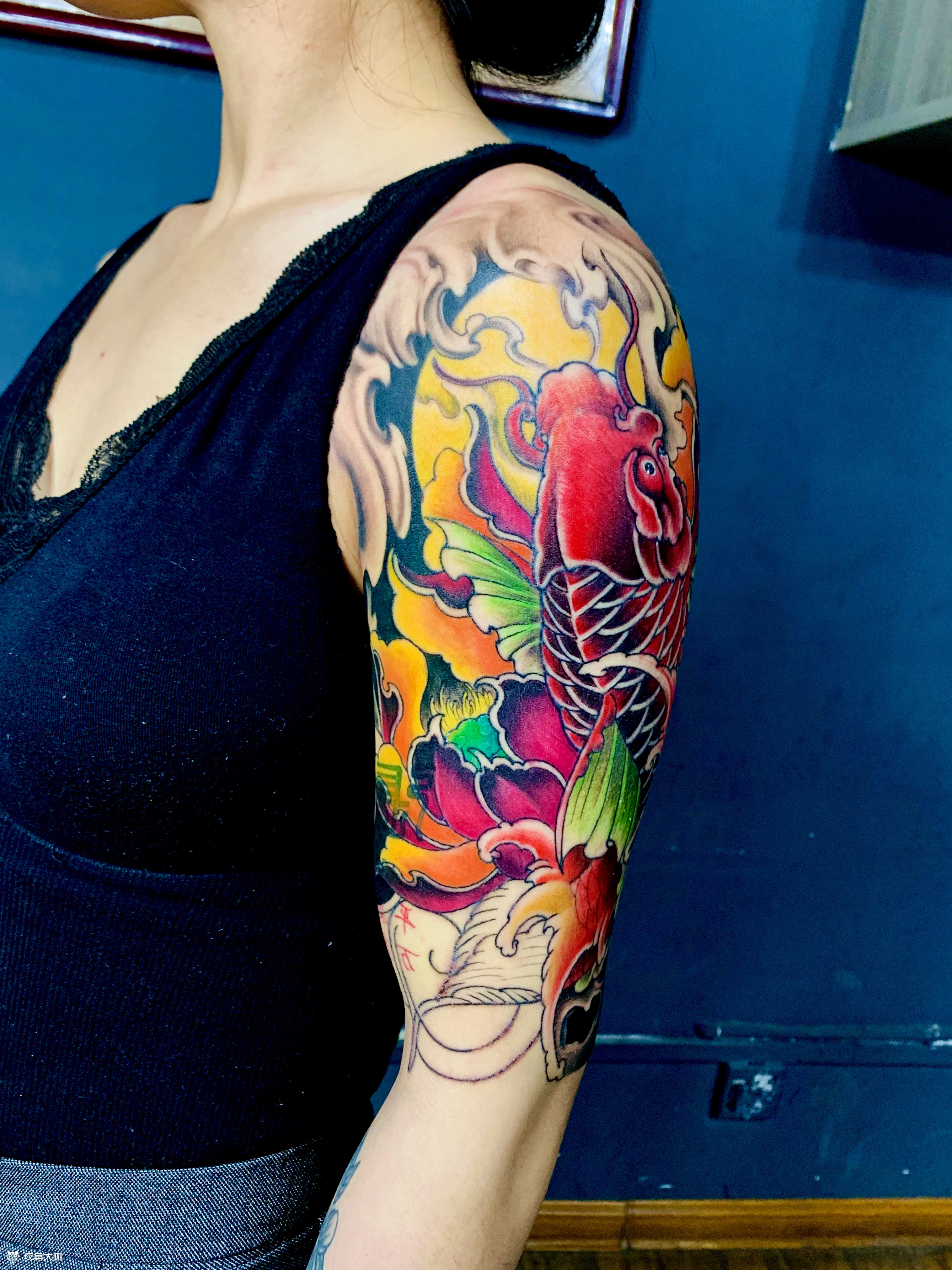 大臂锦鲤_纹身图案手稿图片_李胜的纹身作品集