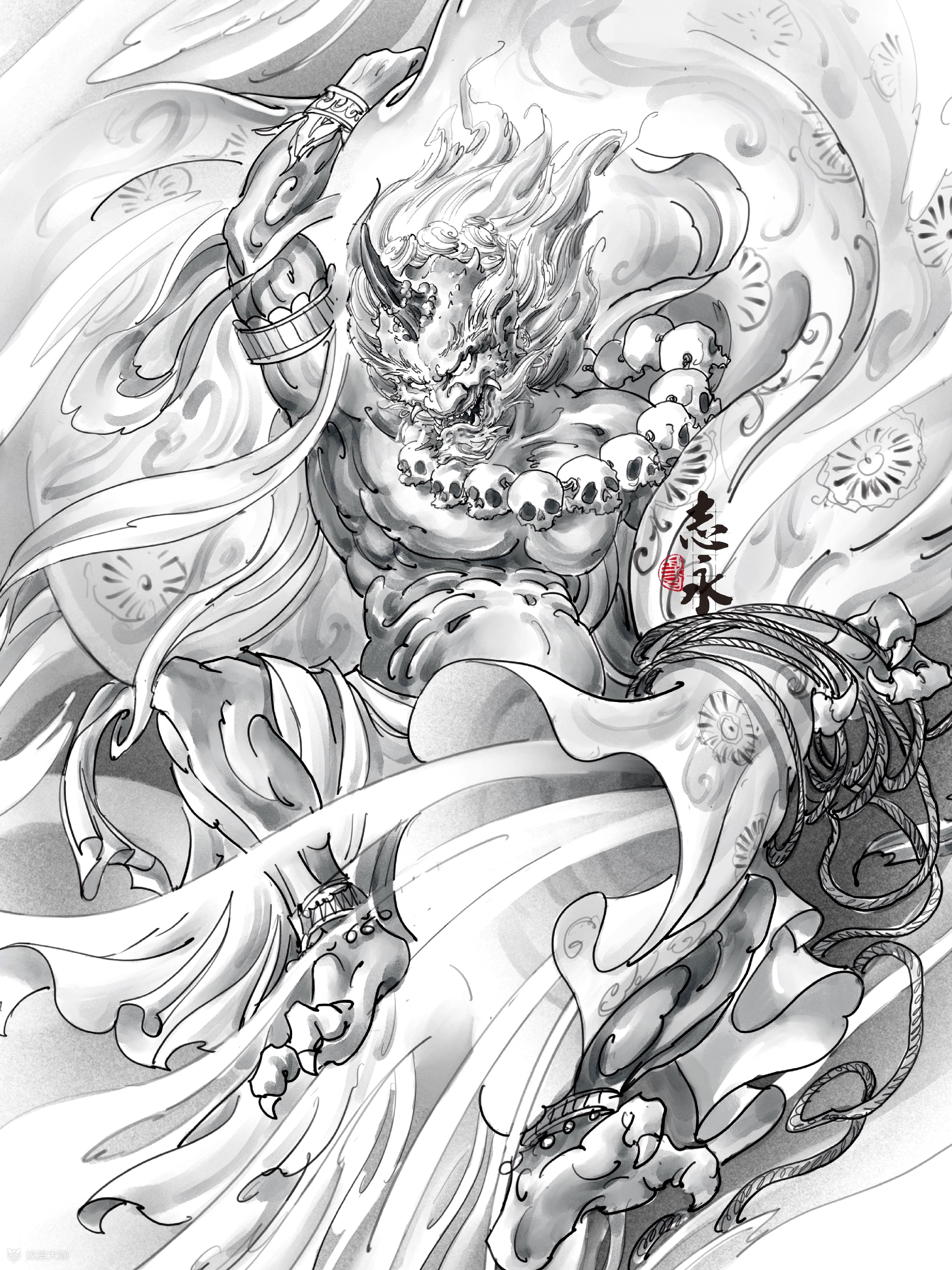 风神设计_纹身图案手稿图片_马志永的纹身作品集