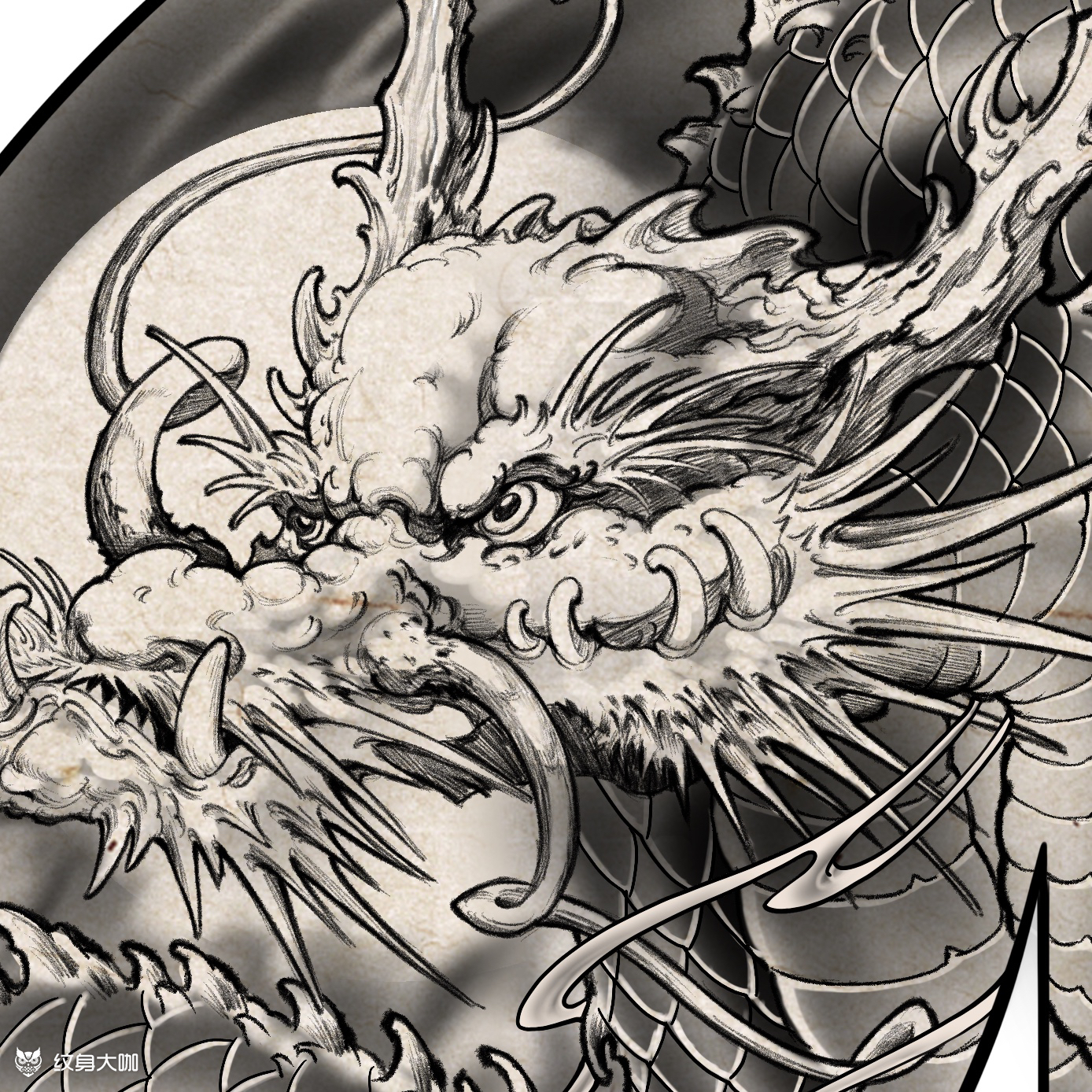 (客订)入云龙黑灰半甲7815客_纹身吧社区 - 纹身大咖