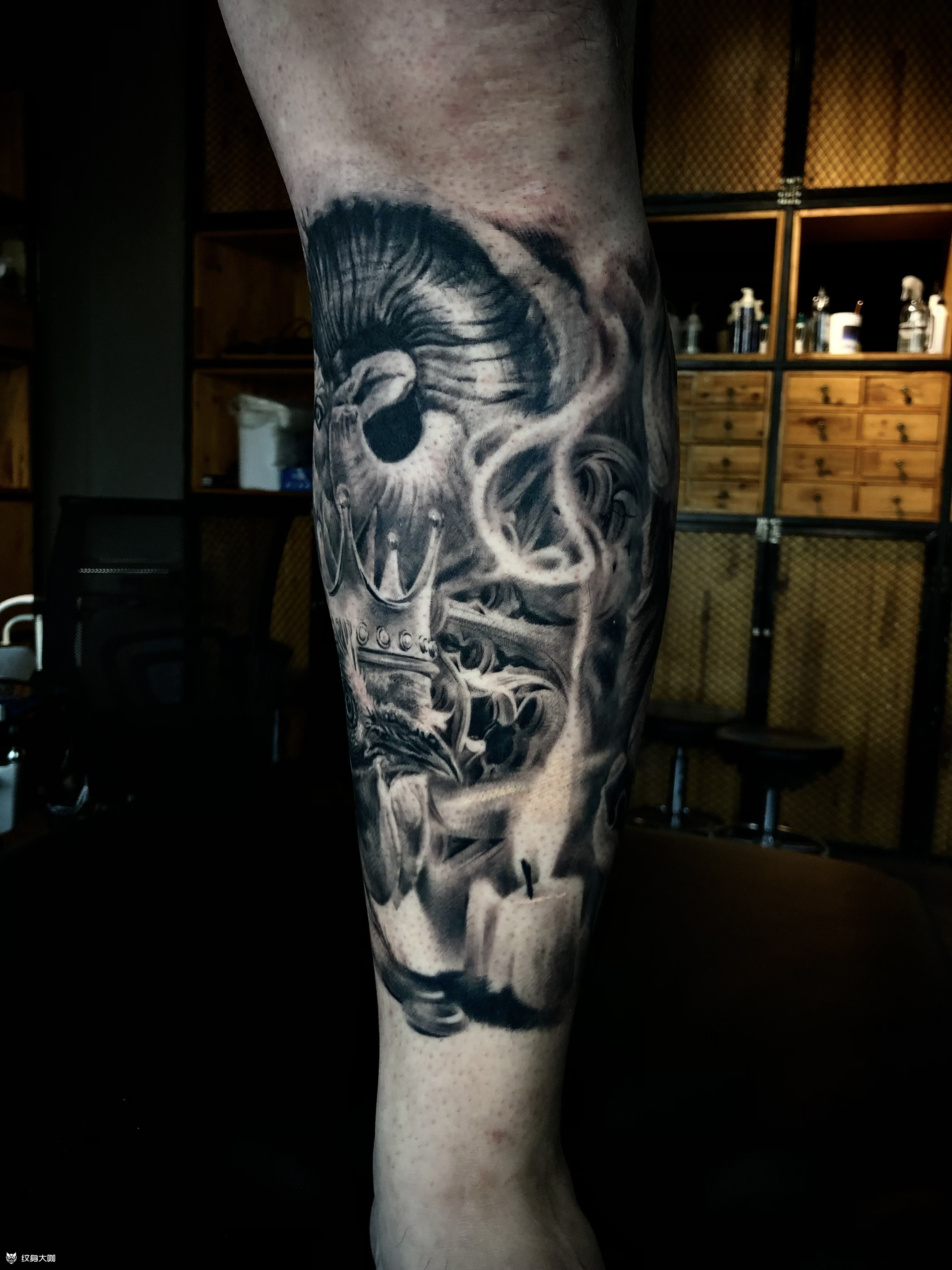 欧美写实花腿 2018年做的小_纹身吧社区 - 纹身大咖
