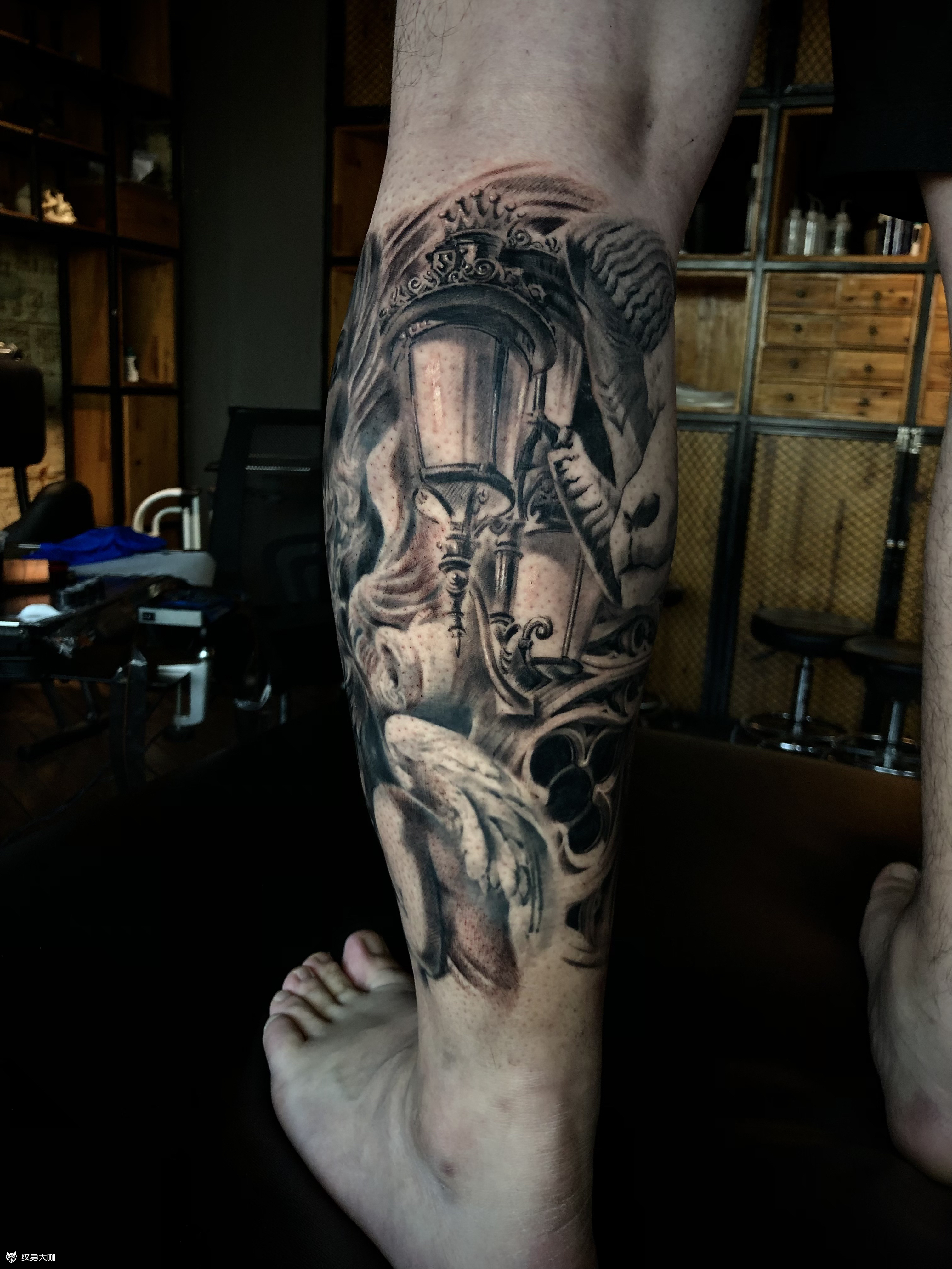 欧美写实花腿 2018年做的小_纹身吧社区 - 纹身大咖