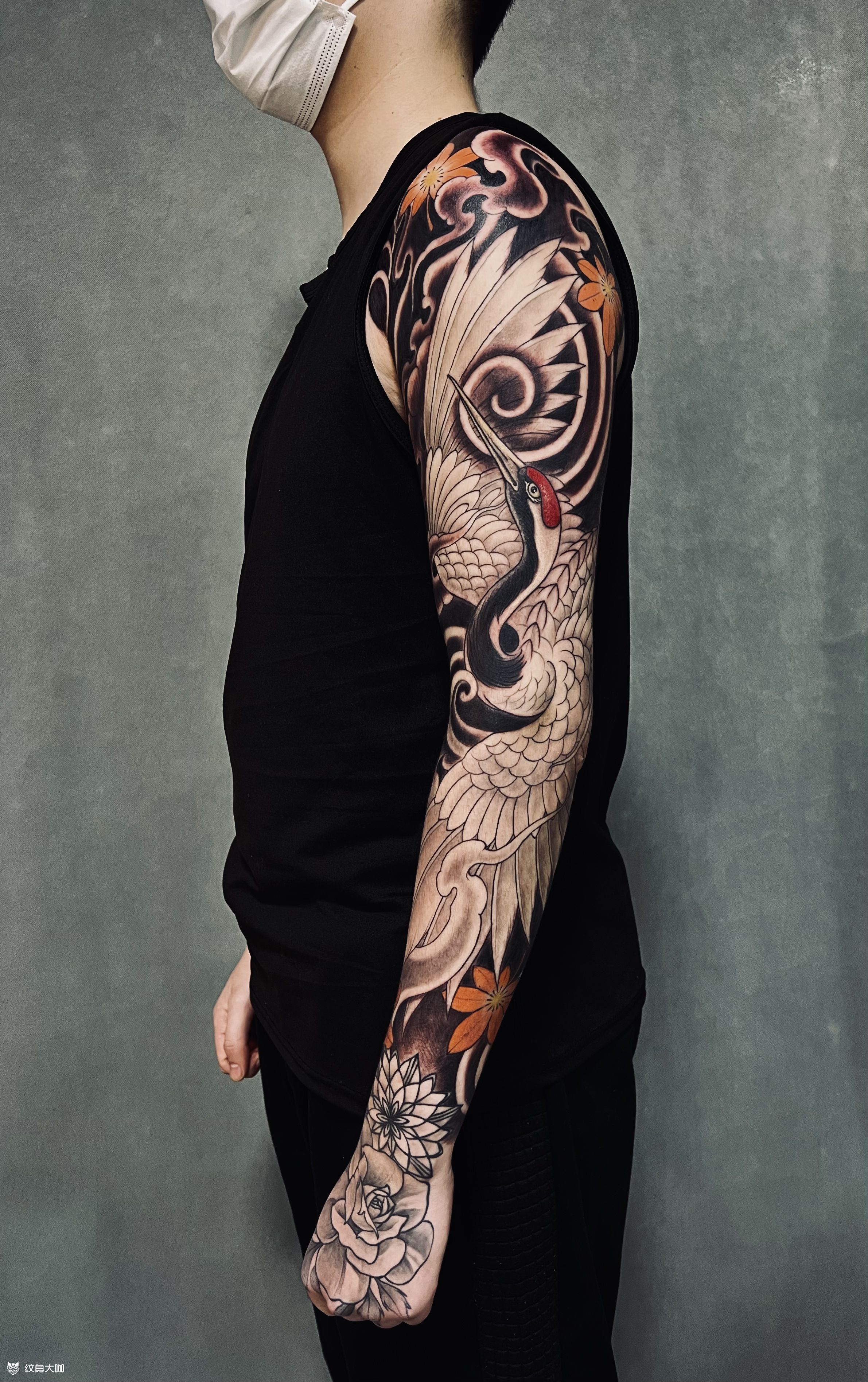 花臂仙鹤纹身帅哥的花臂 仙鹤_纹身吧社区 - 纹身大咖