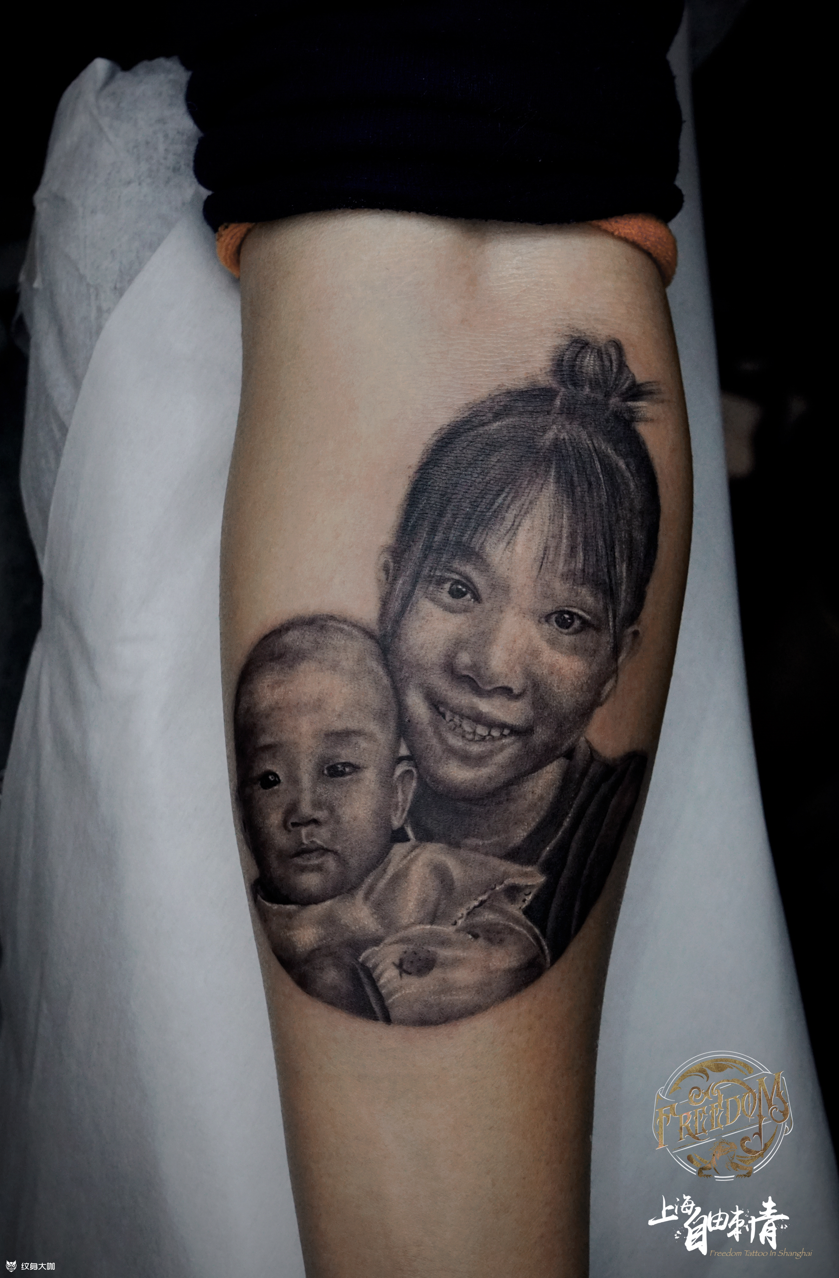 母子肖像_纹身图案手稿图片_自由的纹身作品集
