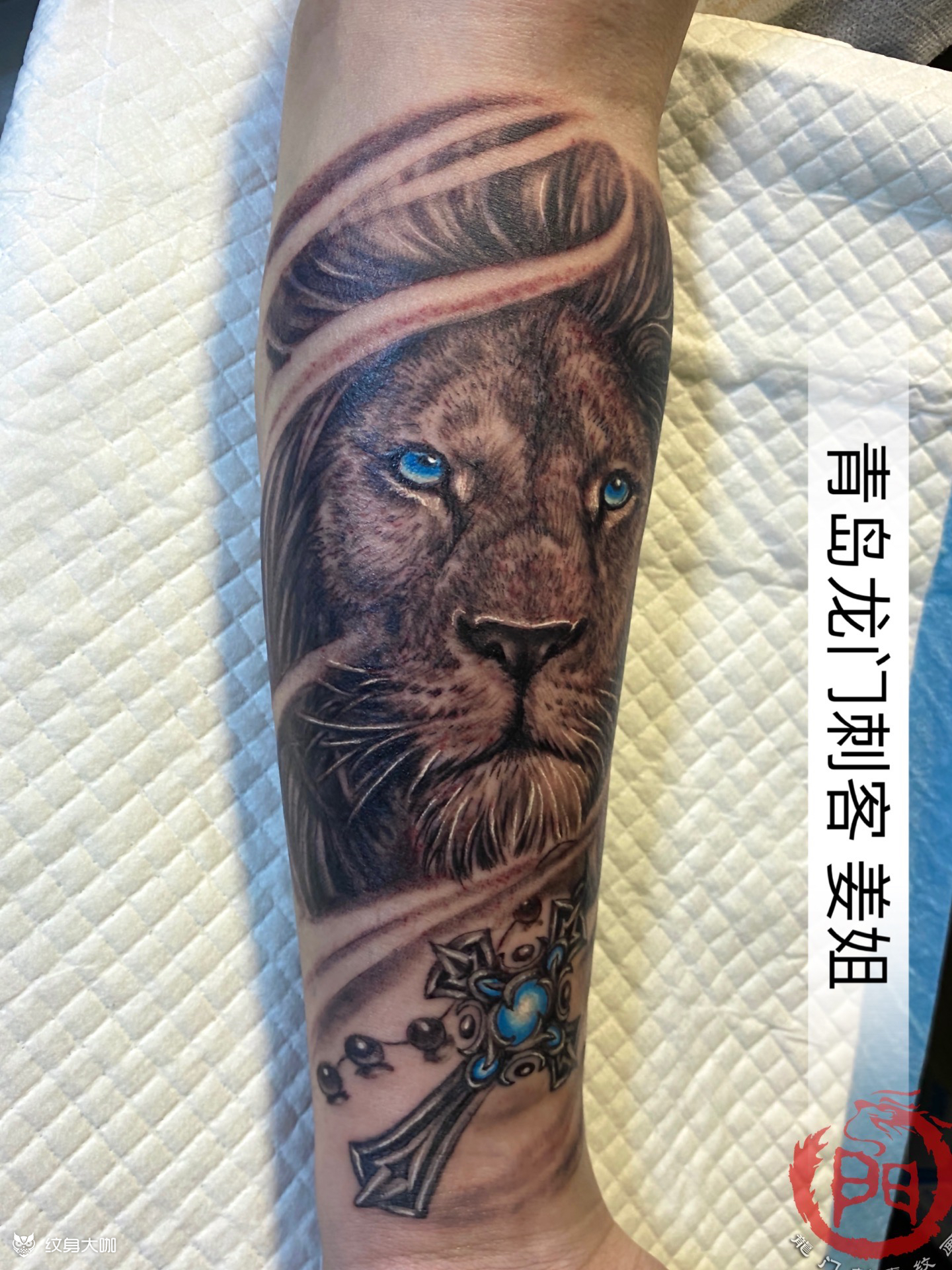 小臂狮子_纹身图案手稿图片_姜华的纹身作品集