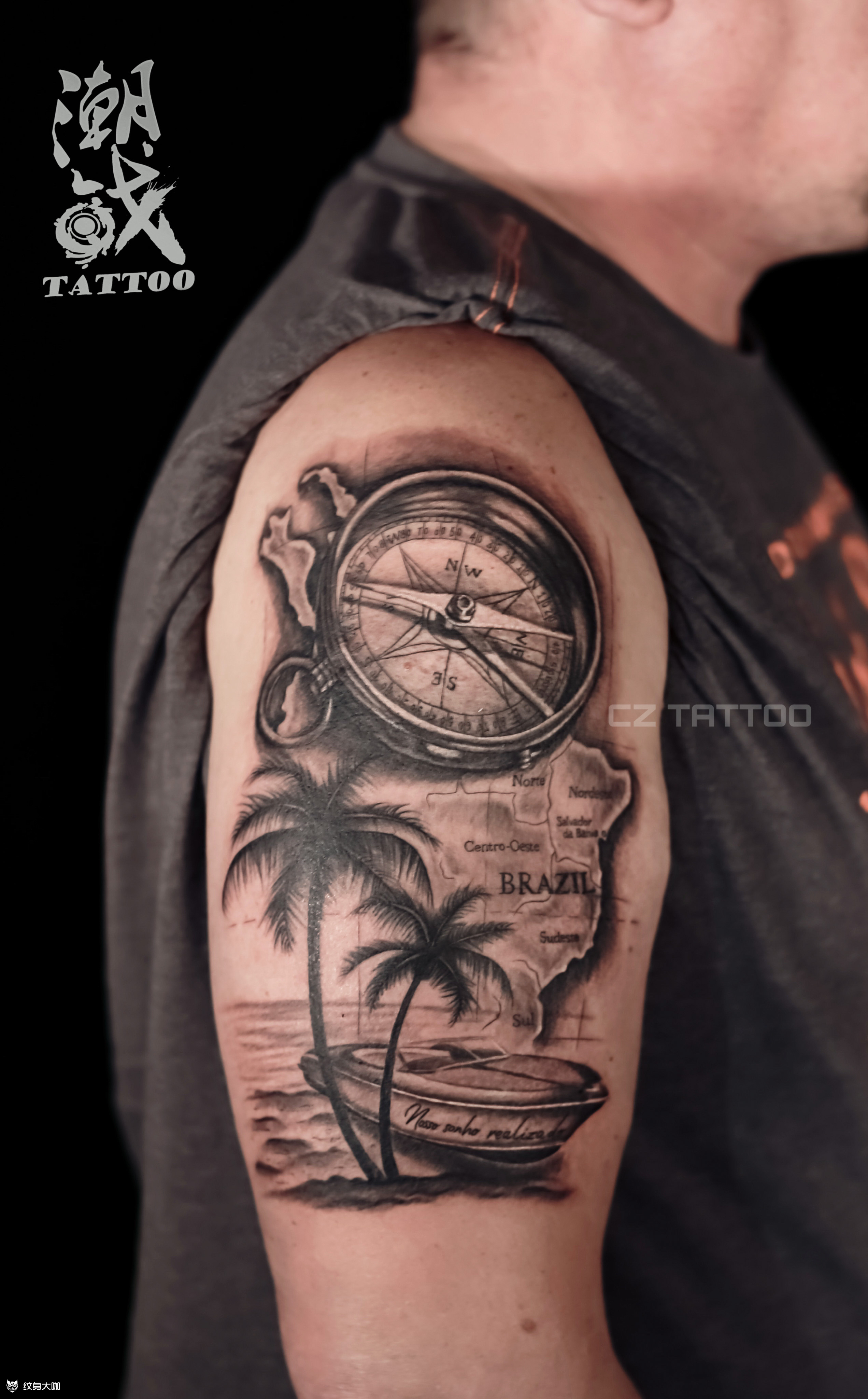 海岸风光_纹身图案手稿图片_小弥弥的纹身作品集