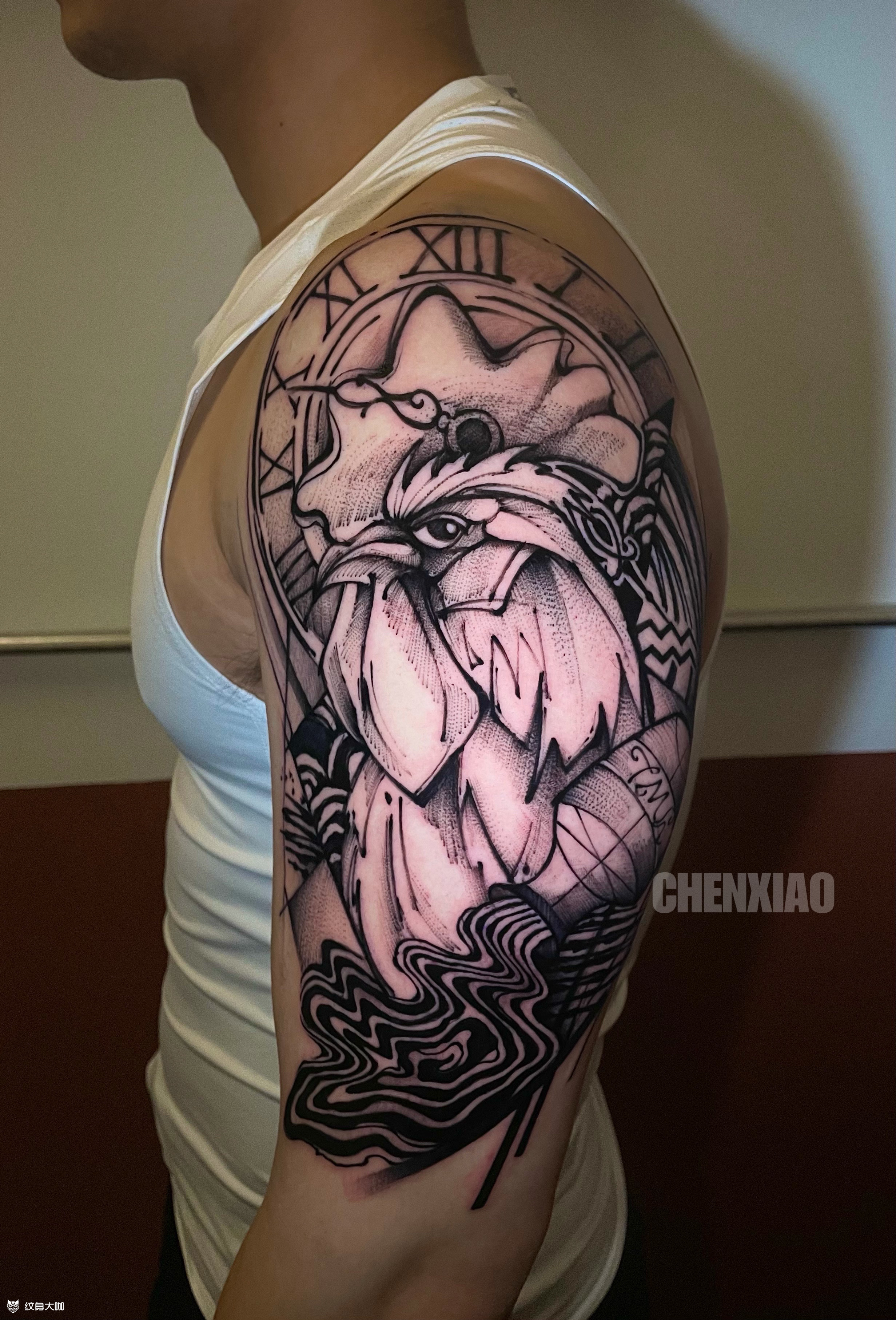 公鸡_纹身图案手稿图片_陈晓的纹身作品集