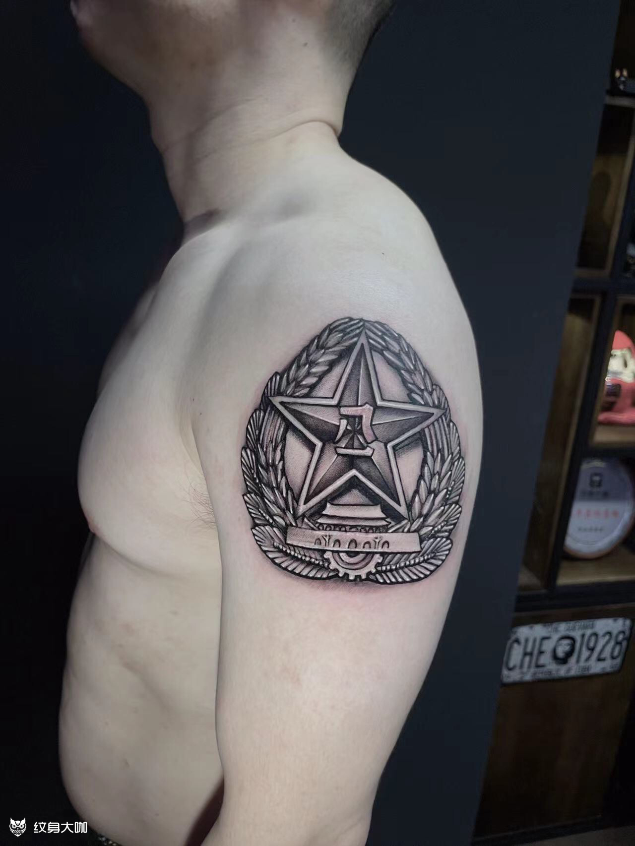 军徽同道堂纹身给退伍军人完_纹身吧社区 - 纹身大咖