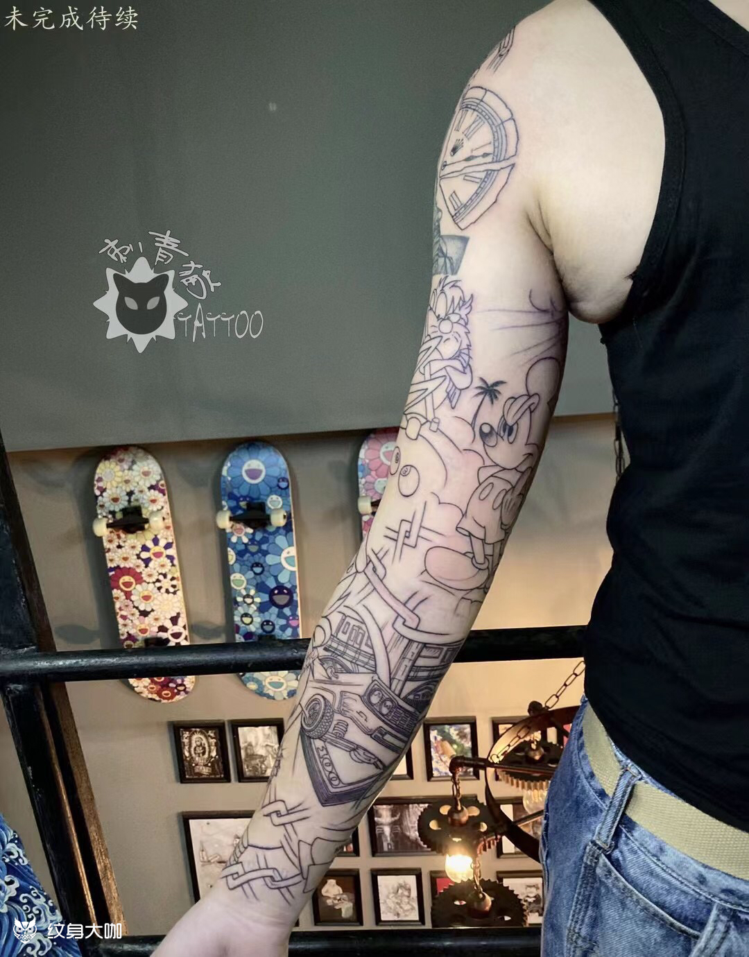 兔八哥迪士尼花臂开年第一个花_纹身吧社区 - 纹身大咖