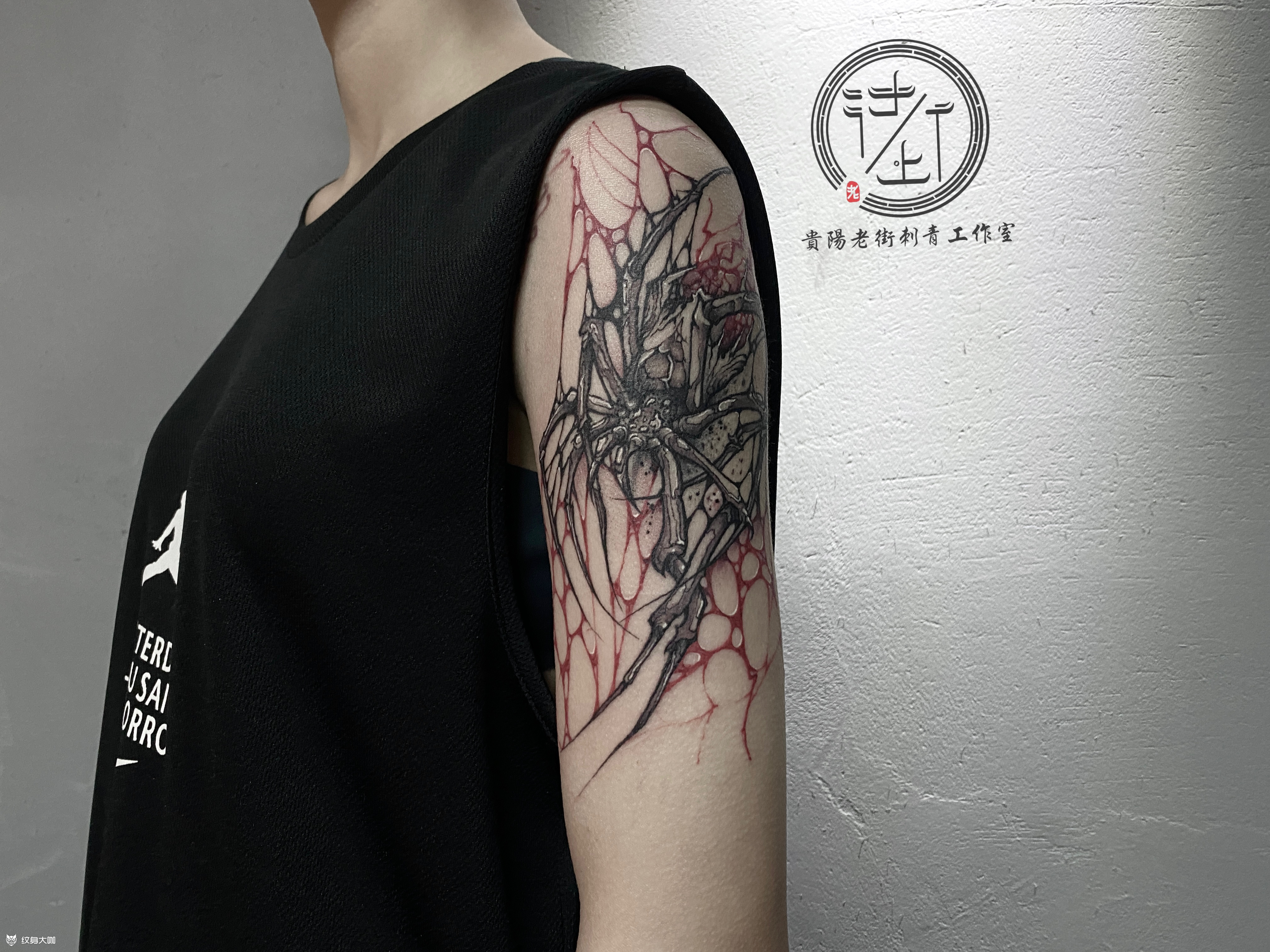 蜘蛛暗黑纹身blackwork