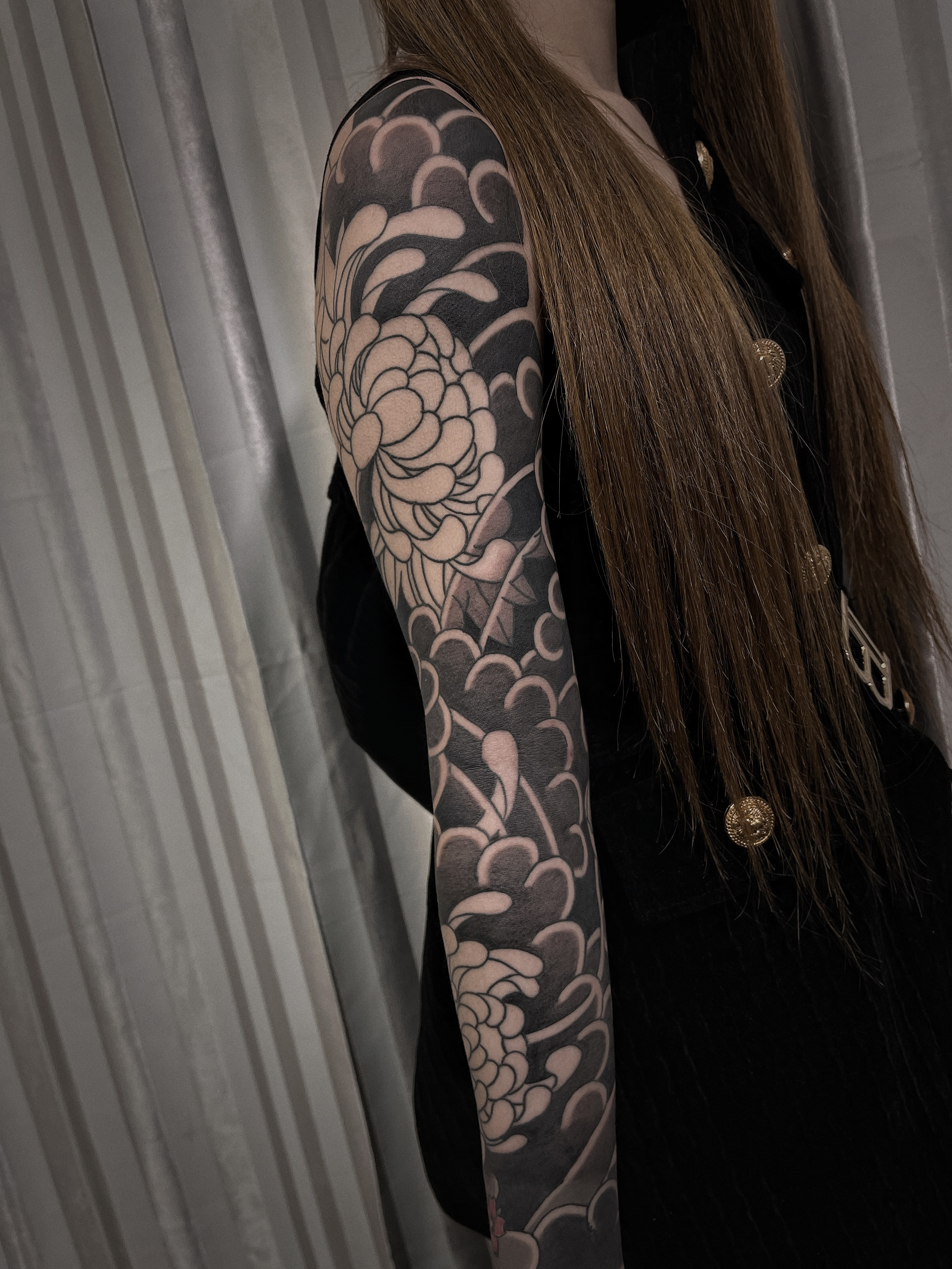 老传统菊花_纹身图案手稿图片_巩璐谣的纹身作品集