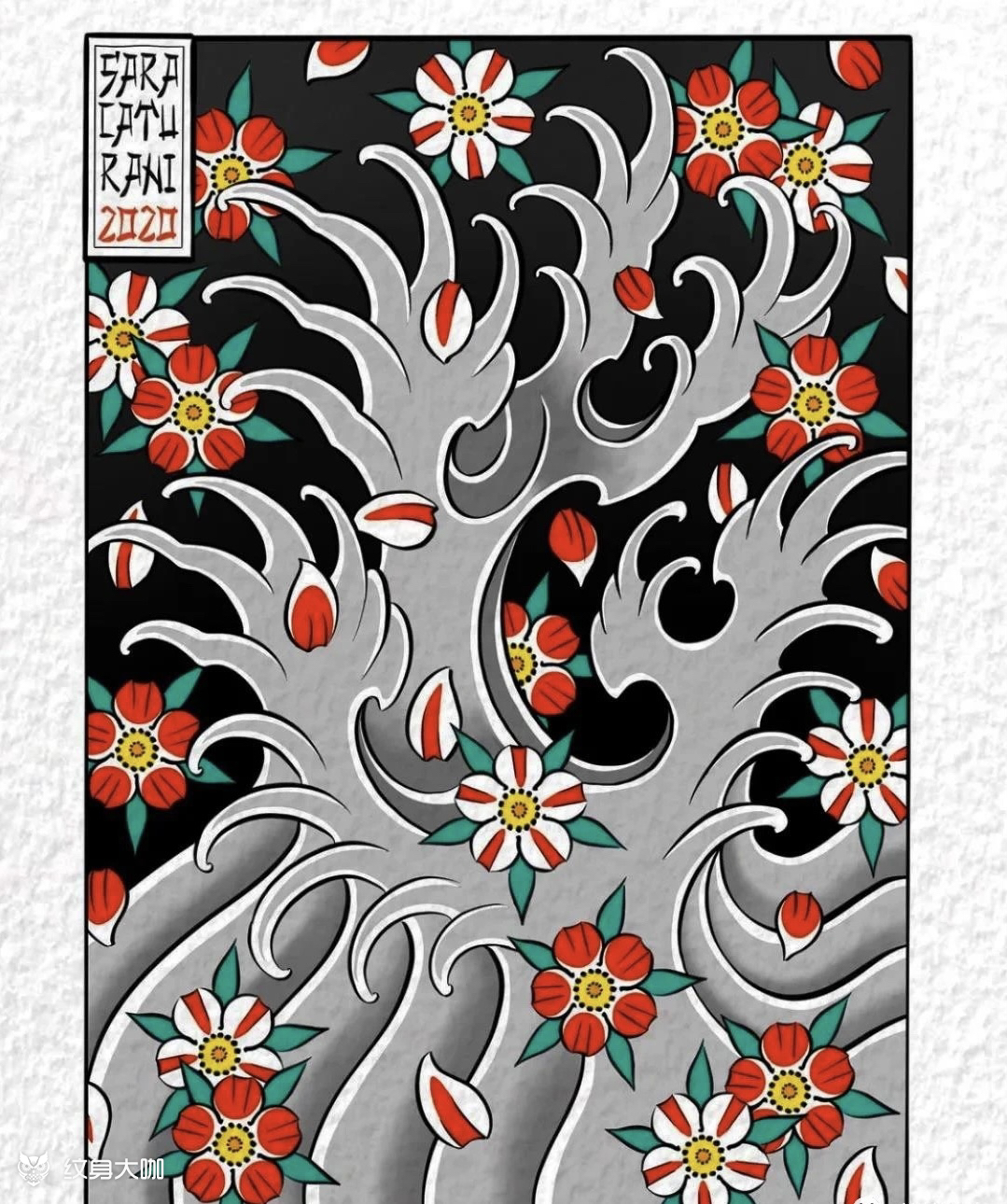 老传统樱花手稿_纹身吧社区 - 纹身大咖