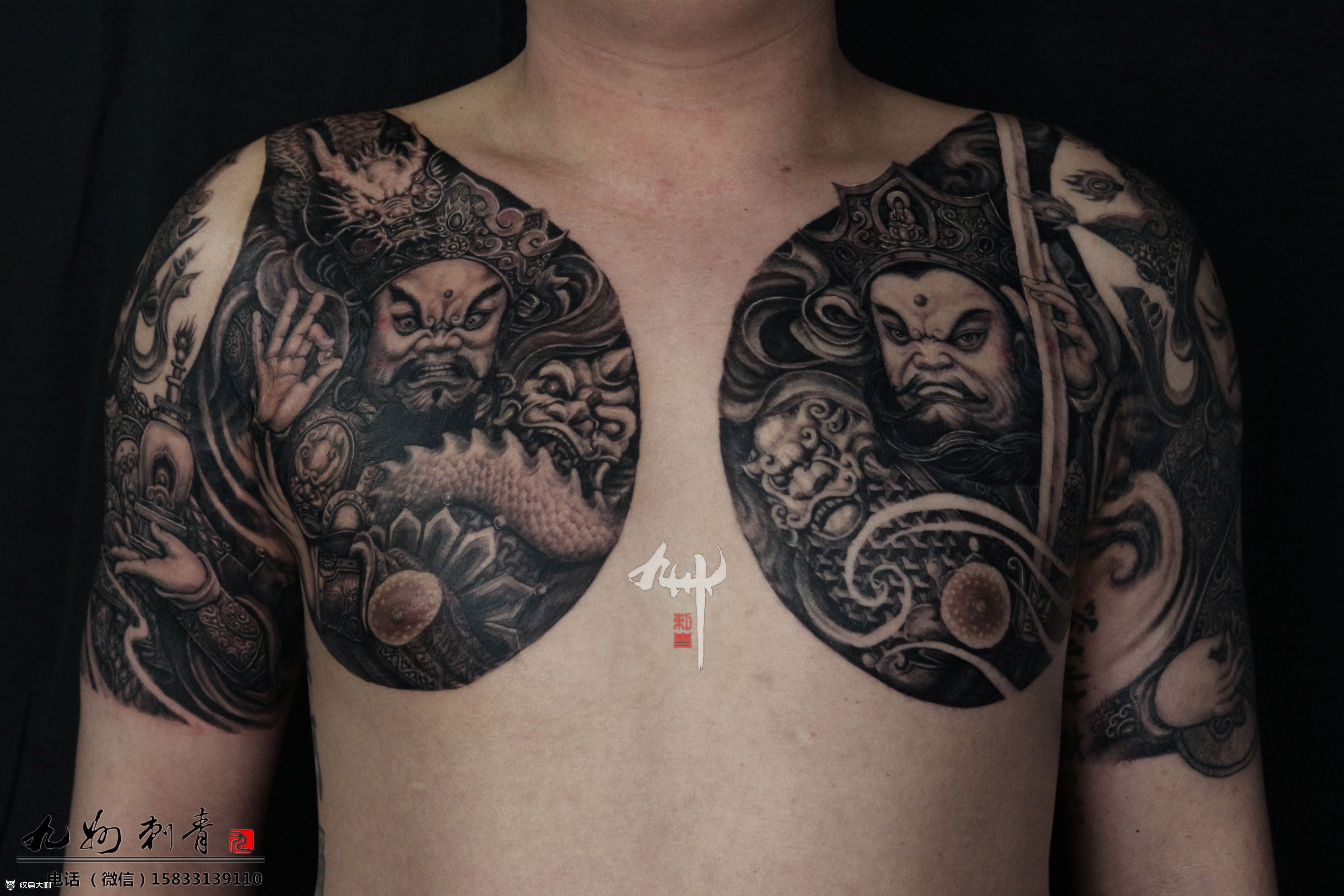 四大天王半甲_纹身图案手稿图片_庄永生的纹身作品集