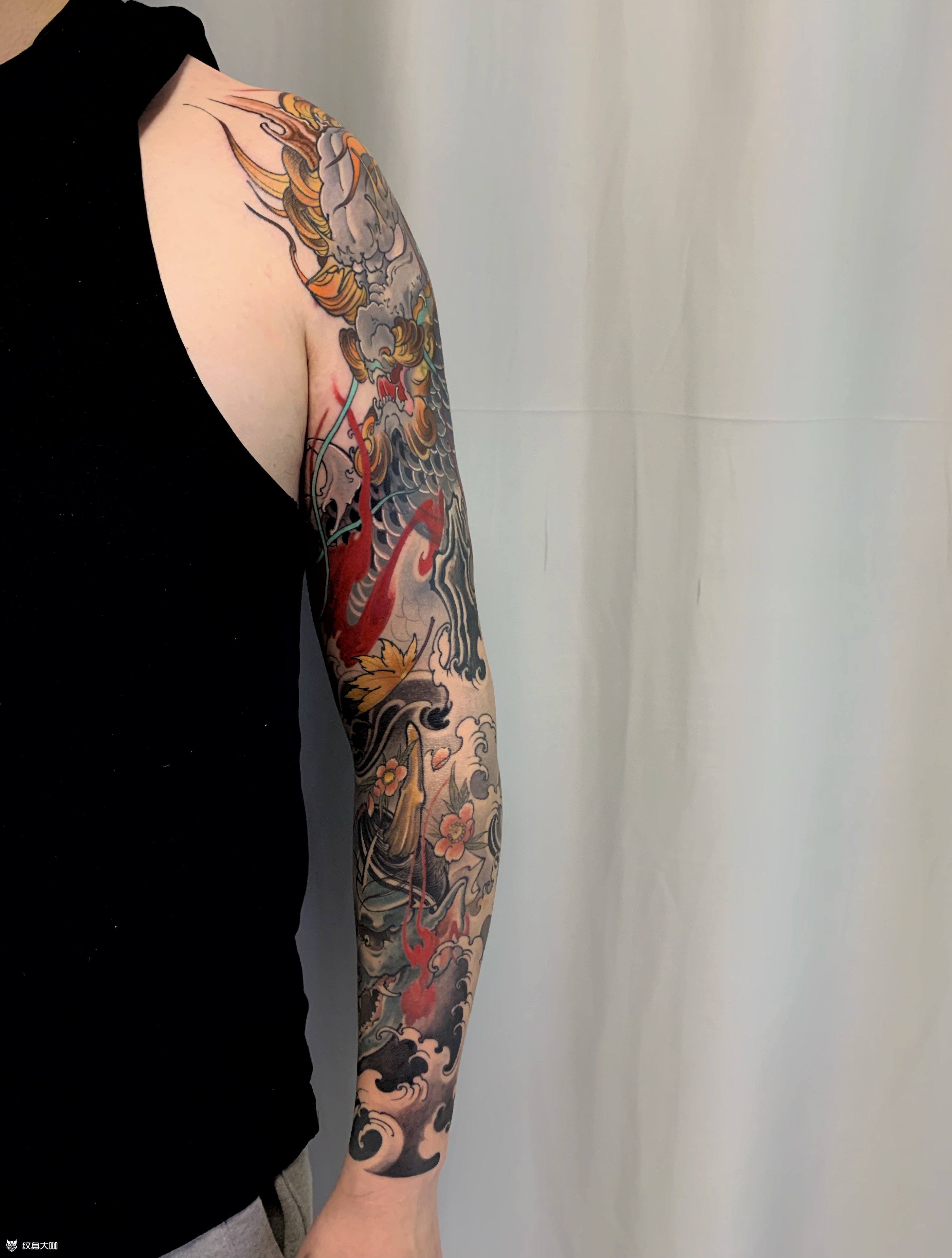 麒麟般若彩色花臂