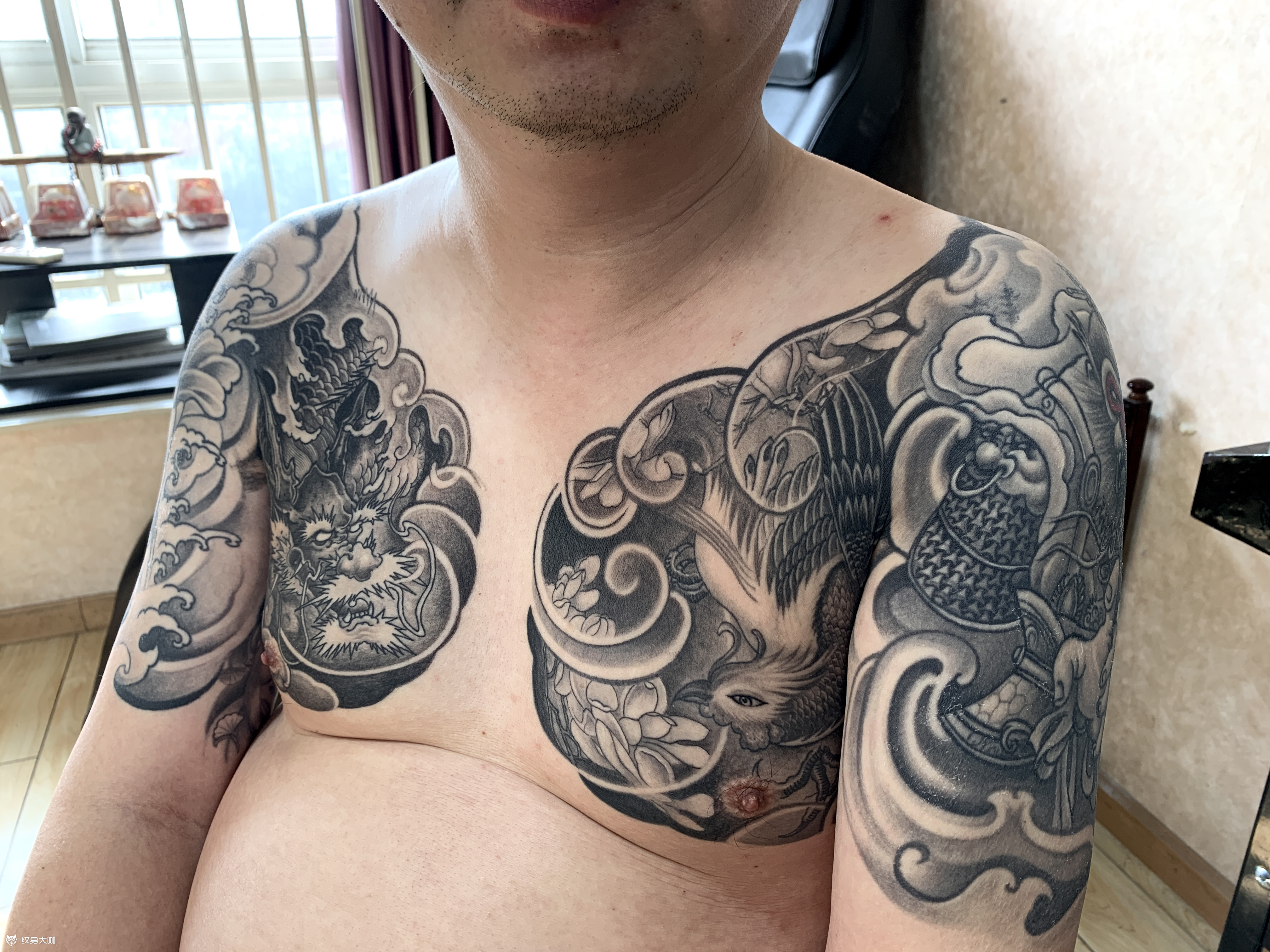 龙凤半甲_纹身图案手稿图片_陈力的纹身作品集