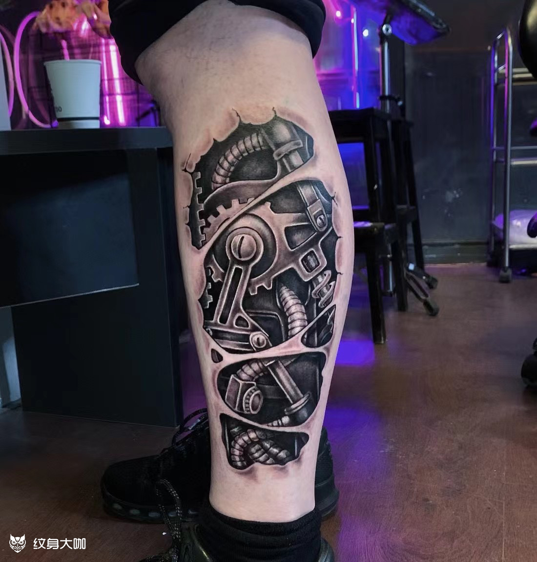 机械小腿#_纹身图案手稿图片_lee的纹身作品集