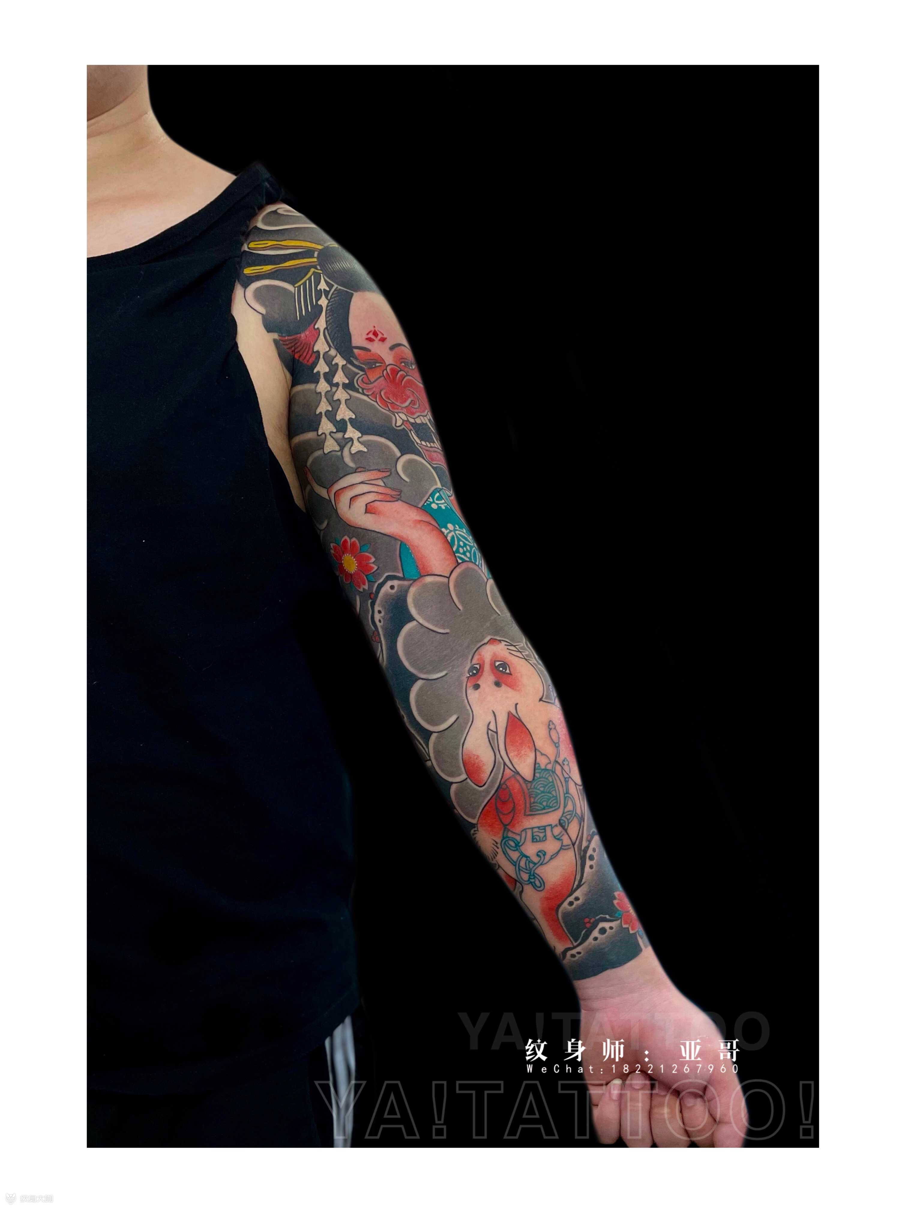 老传统艺妓花臂·亚哥作品全程_纹身吧社区 - 纹身大咖