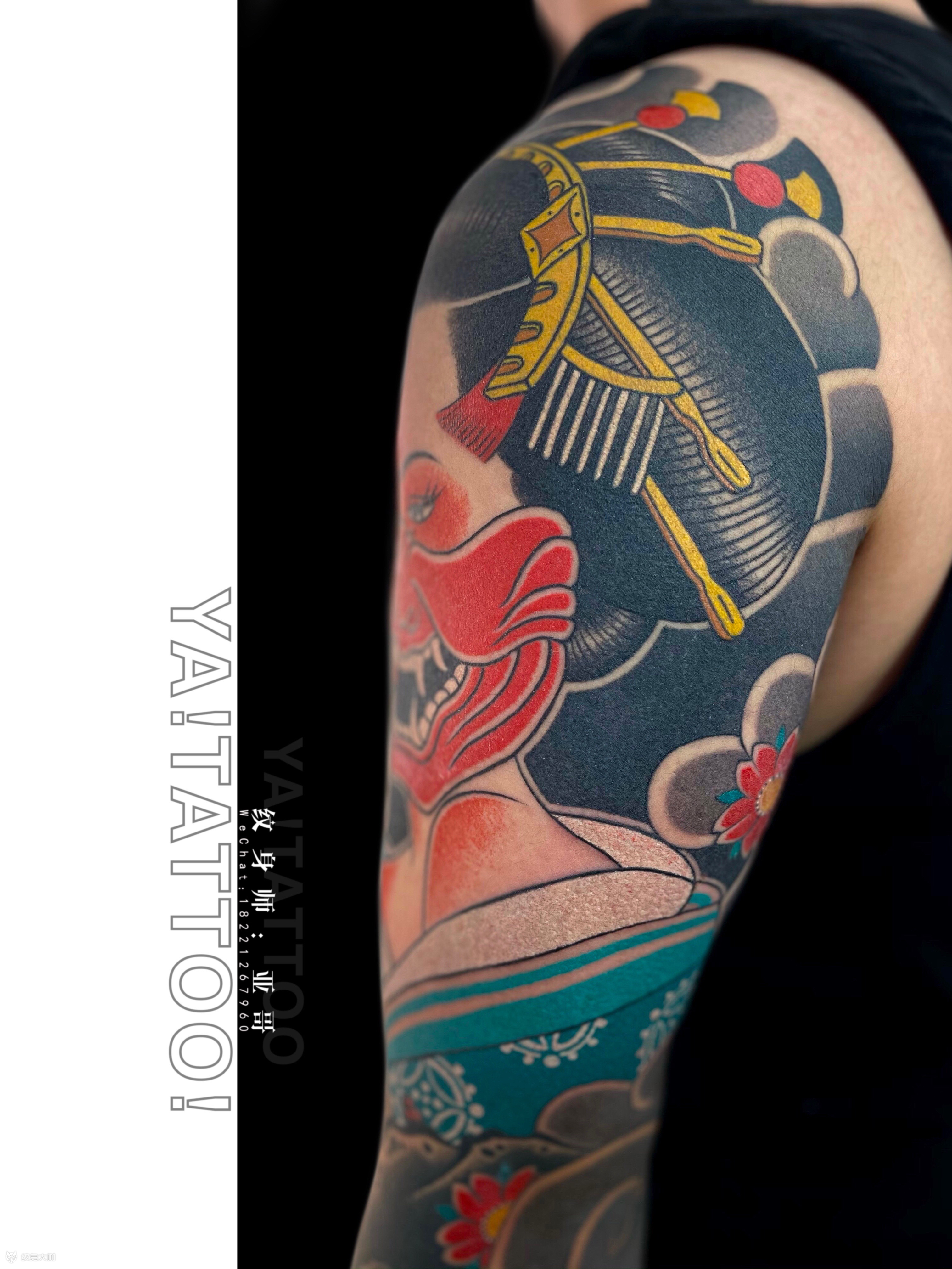 老传统艺妓花臂·亚哥作品全程_纹身吧社区 - 纹身大咖