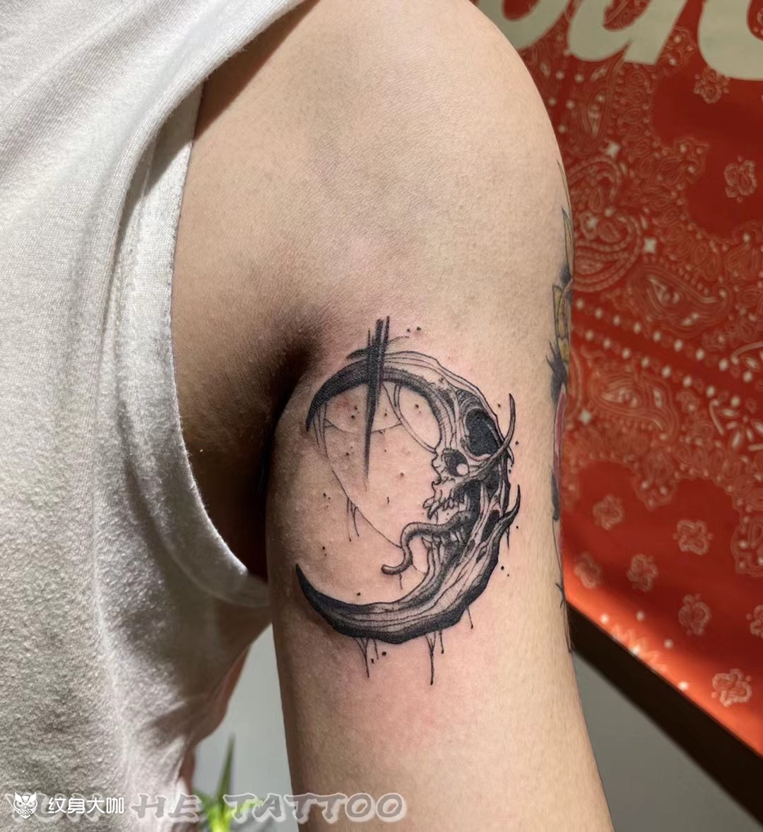 暗黑风 月亮_纹身图案手稿图片_邵邵的纹身作品集