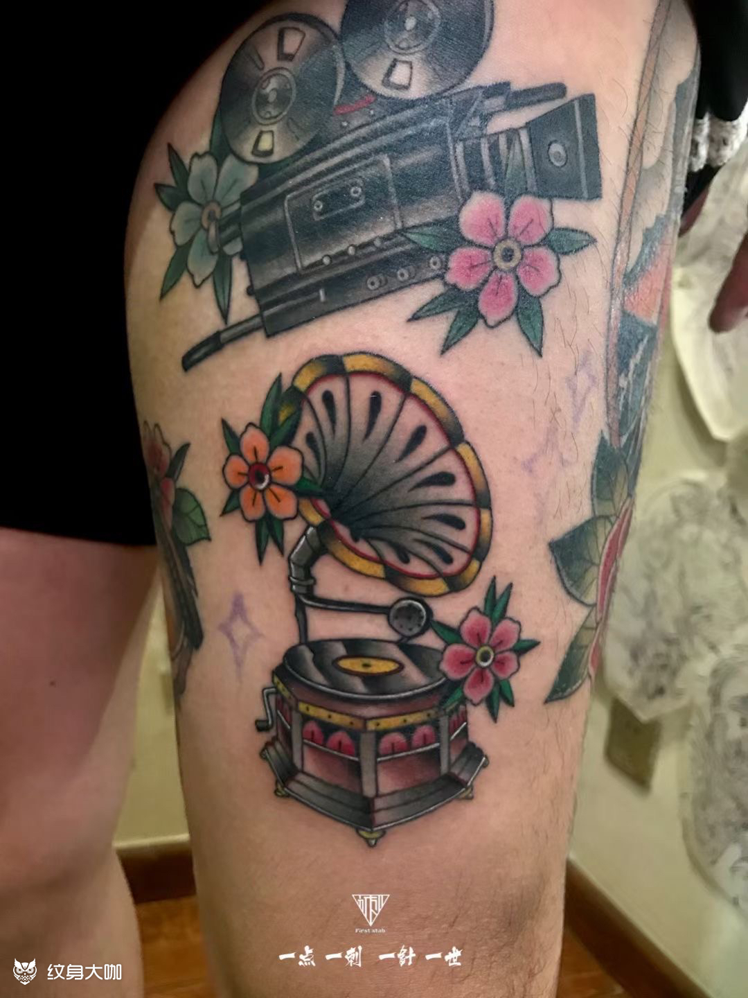 留声机_纹身图案手稿图片_刘绯的纹身作品集