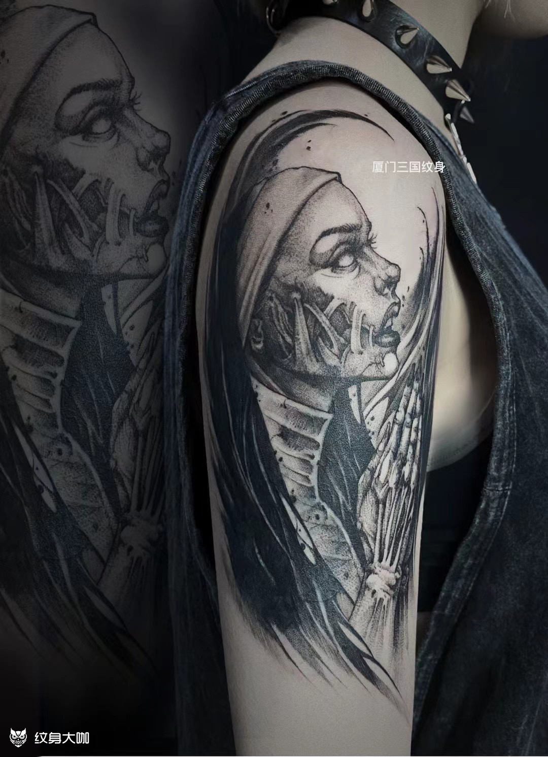 暗黑修女(遮盖)_纹身图案手稿图片_张洪坤的纹身作品集