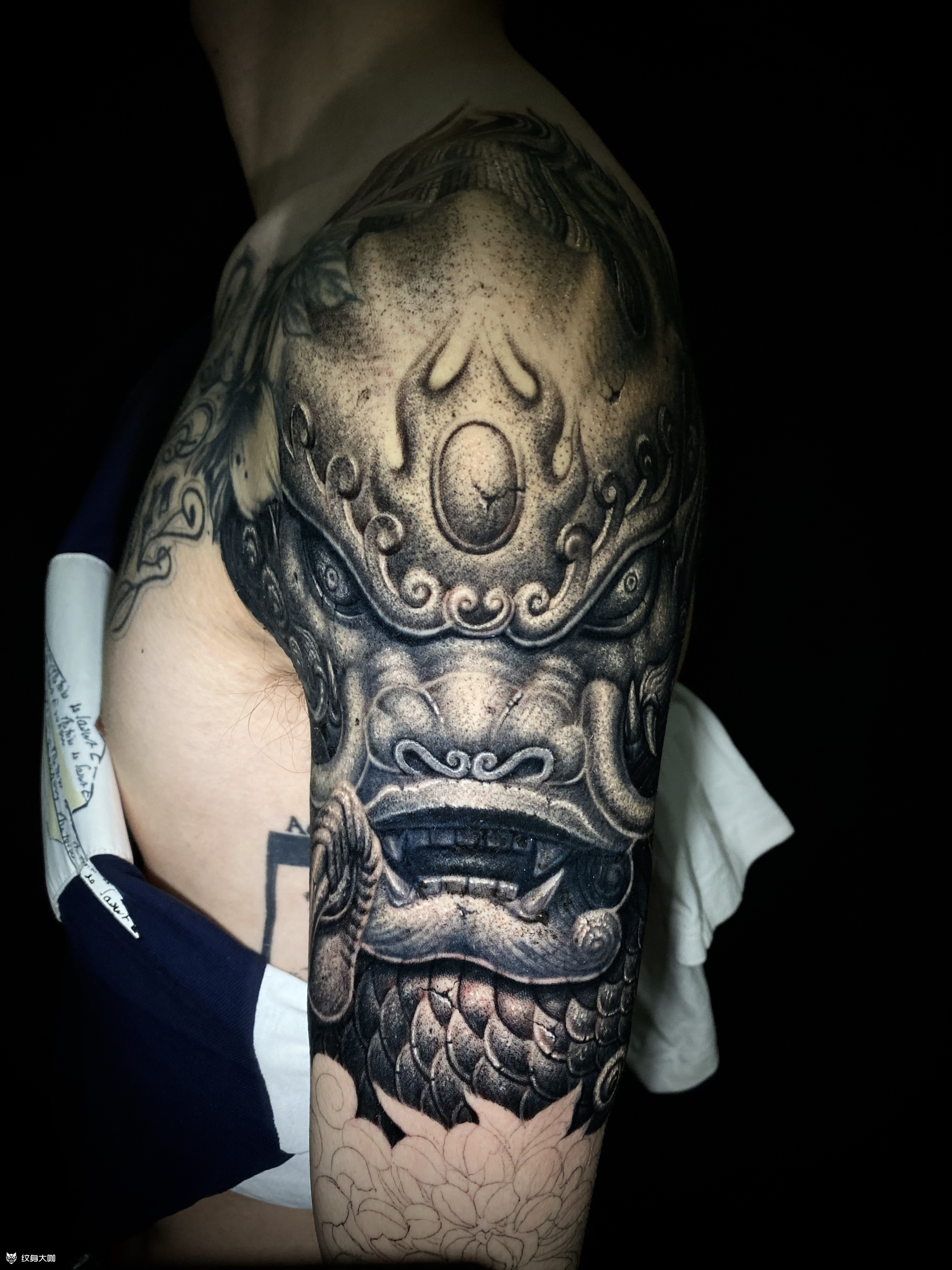 石雕_纹身图案手稿图片_石雕机械彬的纹身作品集