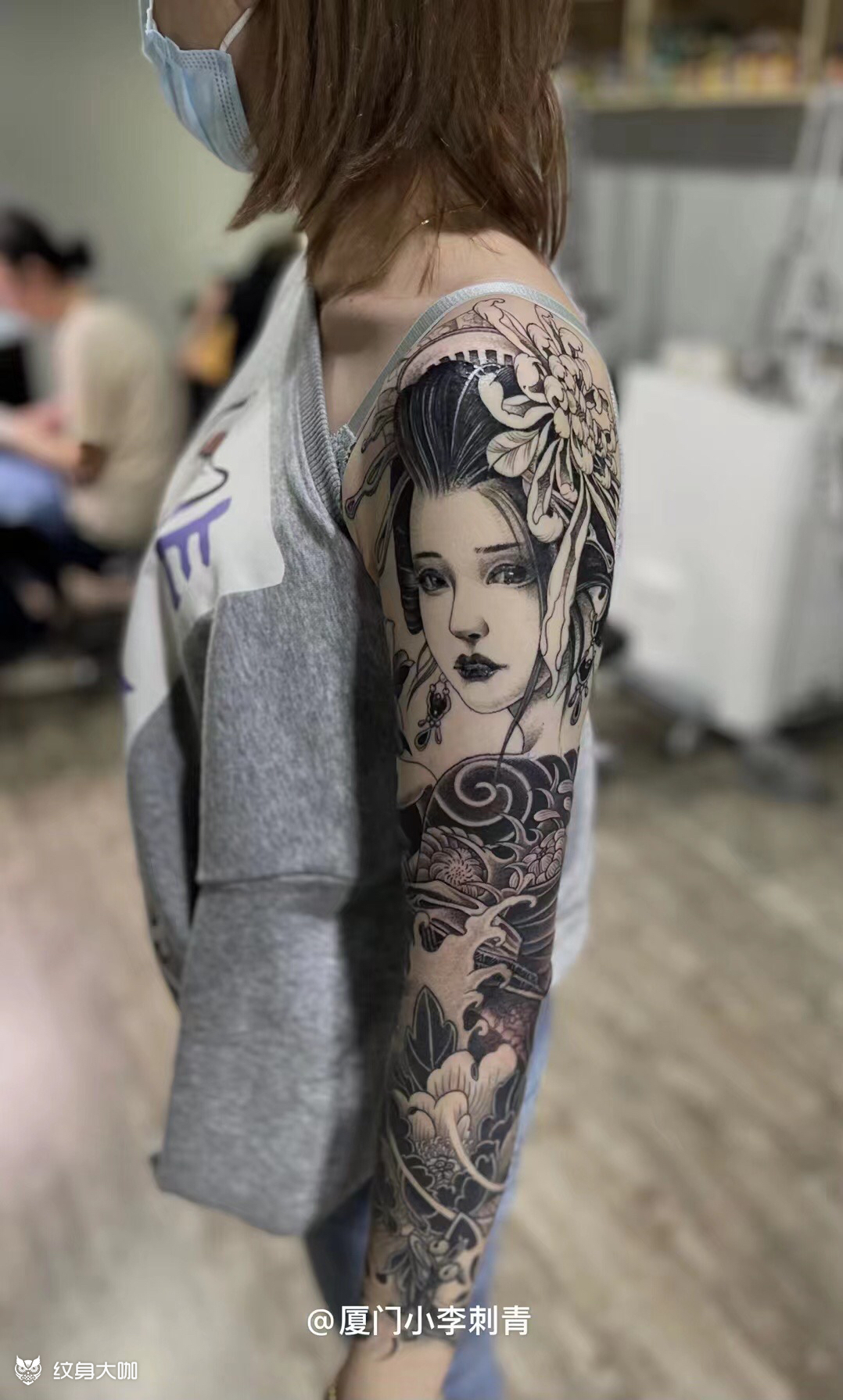 艺妓花臂设计_纹身图案手稿图片_李飞煌的纹身作品集