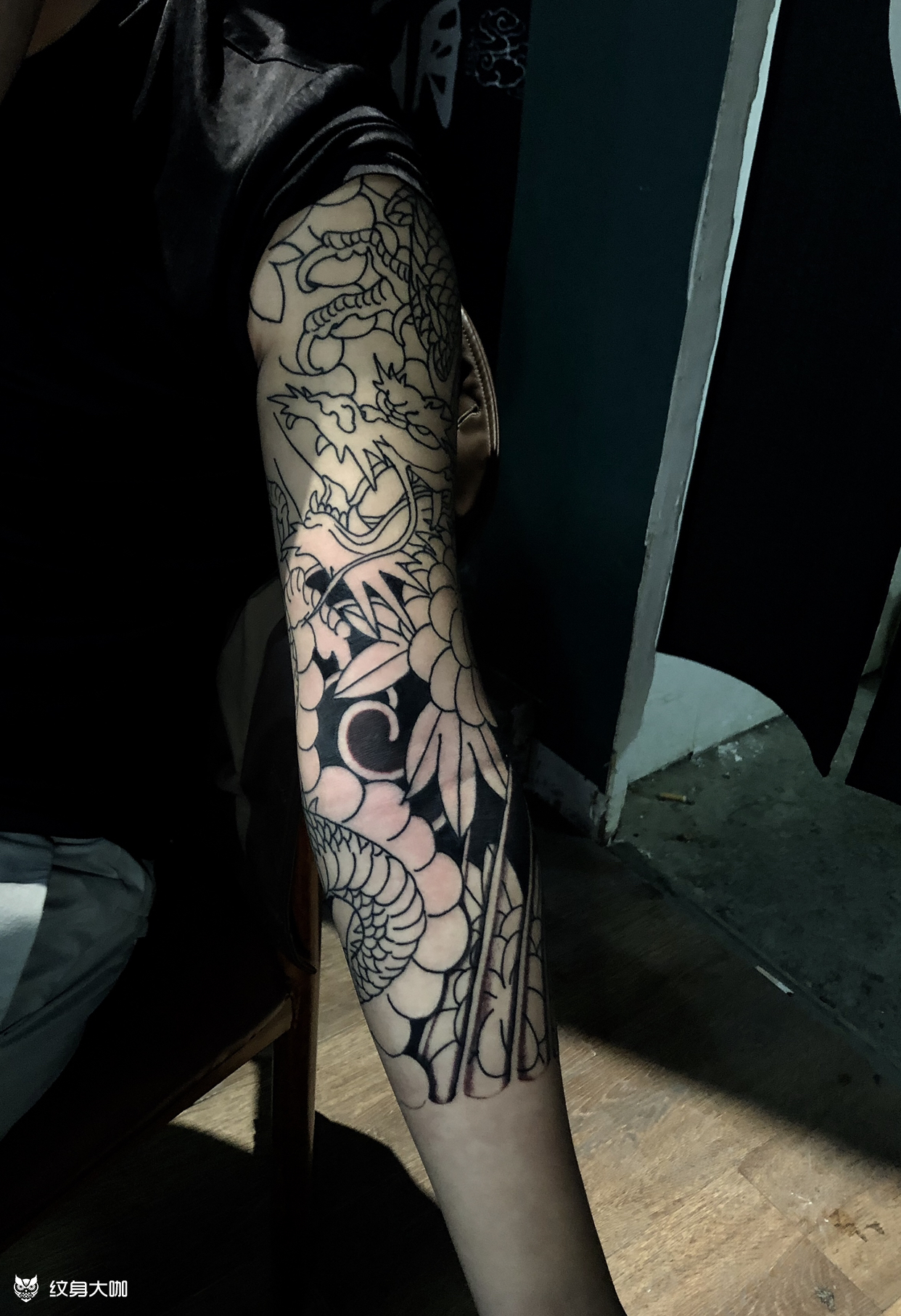 老传统七分袖_纹身图案手稿图片_古の月的纹身作品集