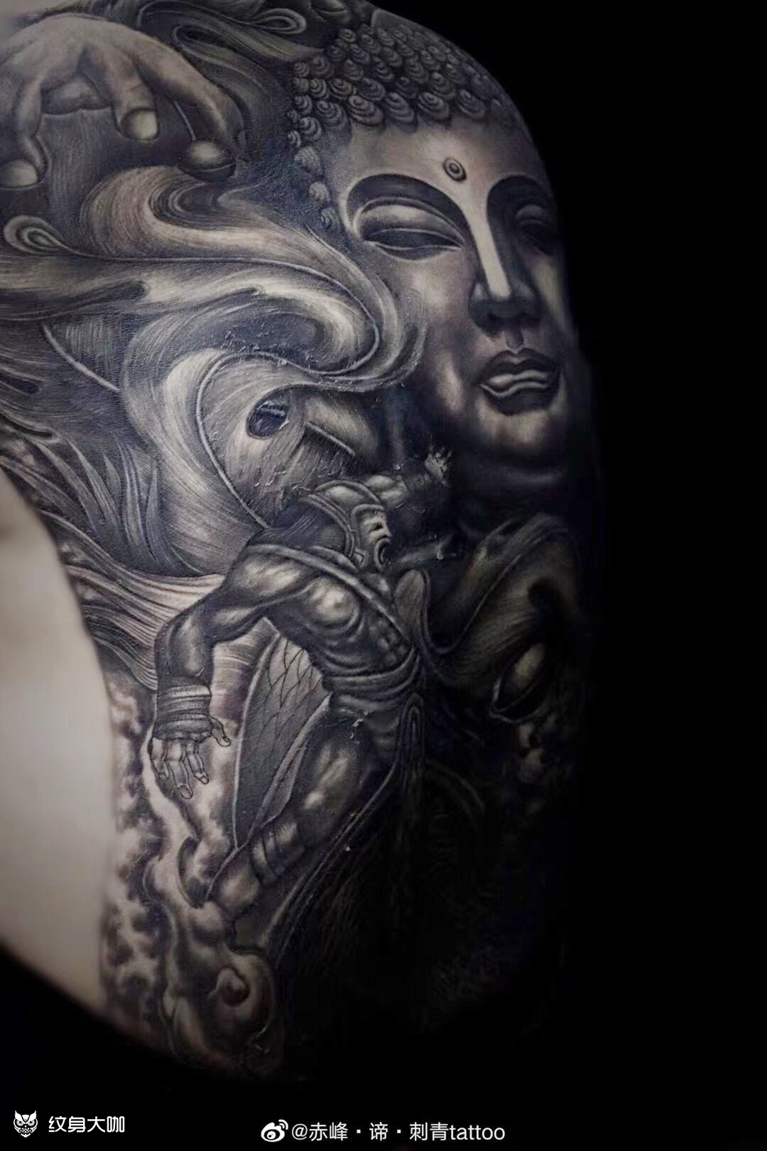 满背佛_纹身图案手稿图片_陈浩宇的纹身作品集