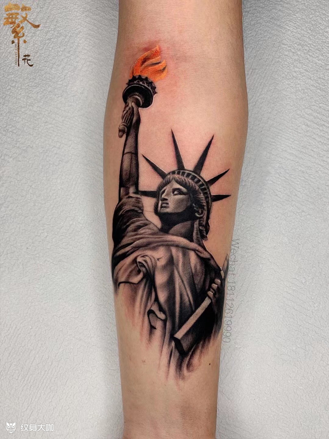 93自由神像_纹身图案手稿图片_繁花·tattoo ·飞虎的纹身作品集