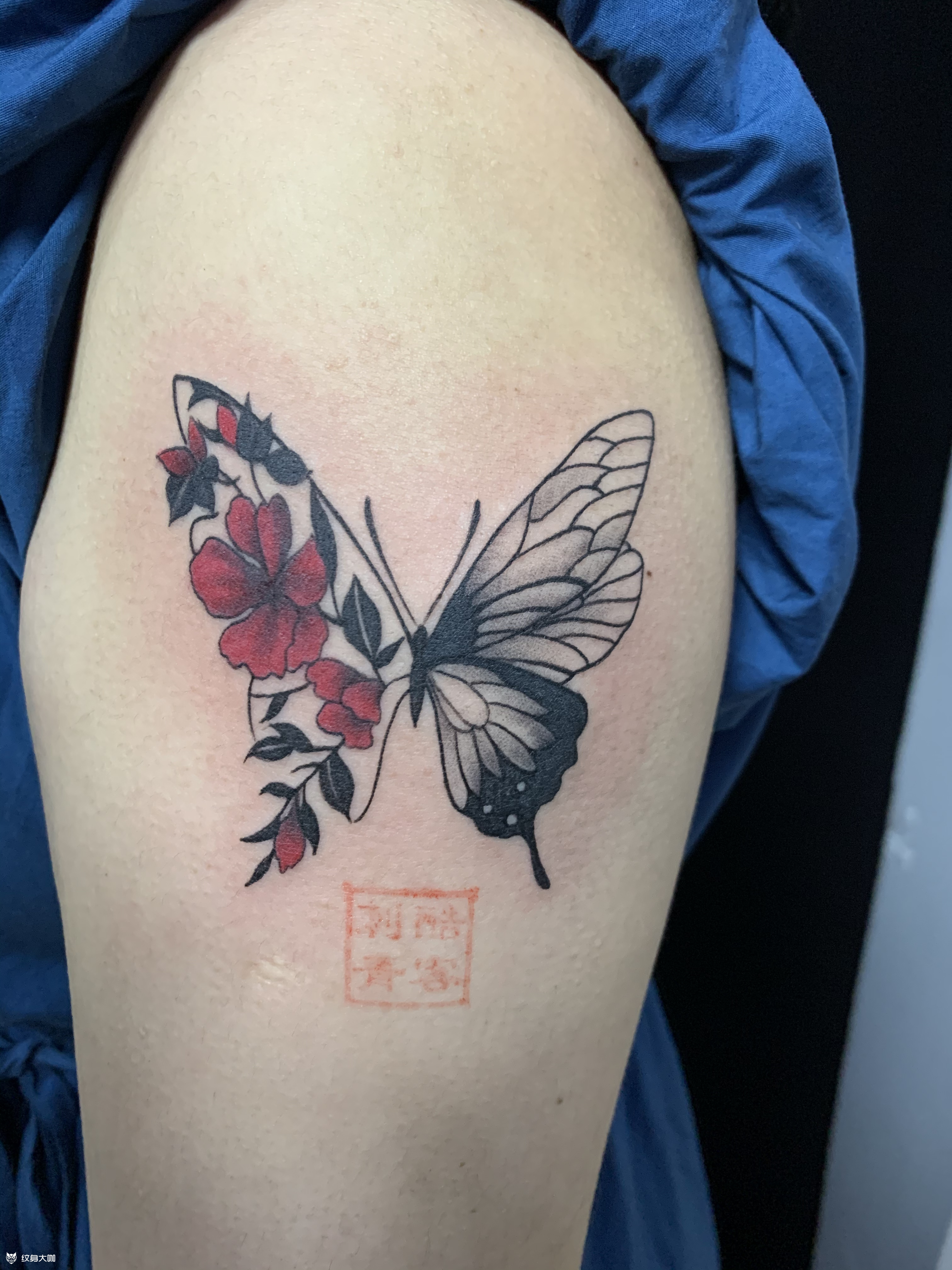 蝴蝶花_纹身图案手稿图片_李军的纹身作品集