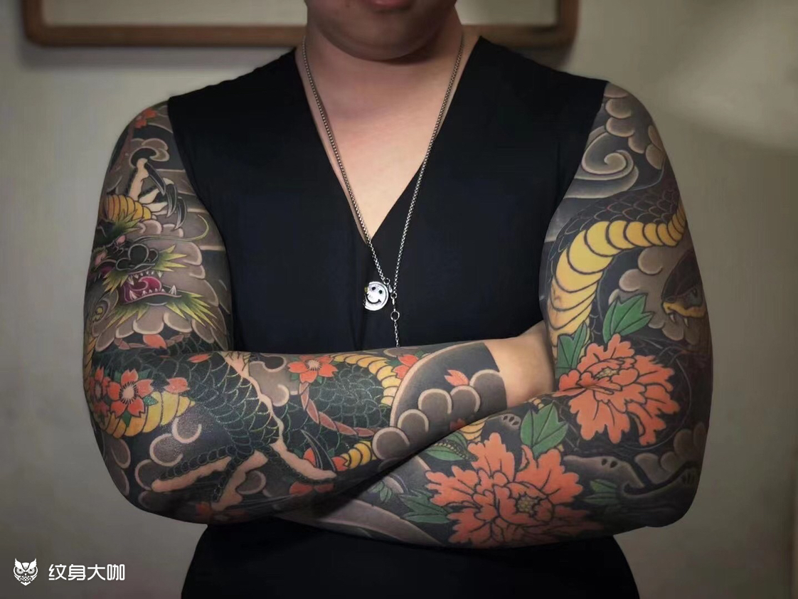 老传统双花臂完结_纹身图案手稿图片_天魁-玄墨的纹身作品集