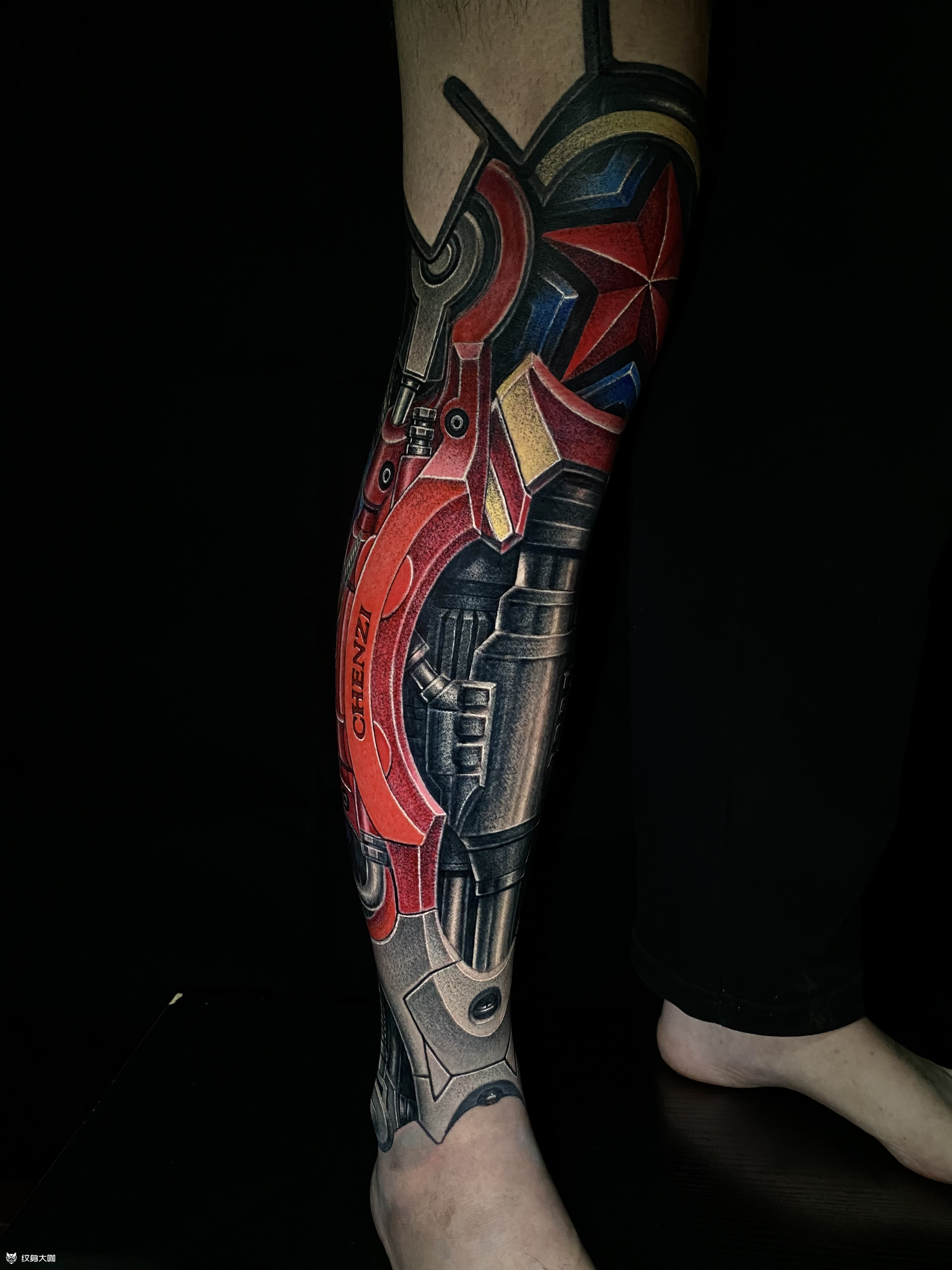 【机械腿-国魂】这次设计利用_纹身吧社区 - 纹身大咖