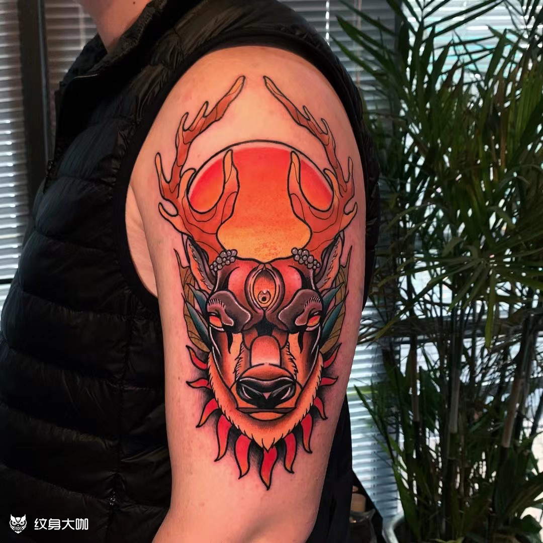 school鹿#_纹身图案手稿图片_lee的纹身作品集