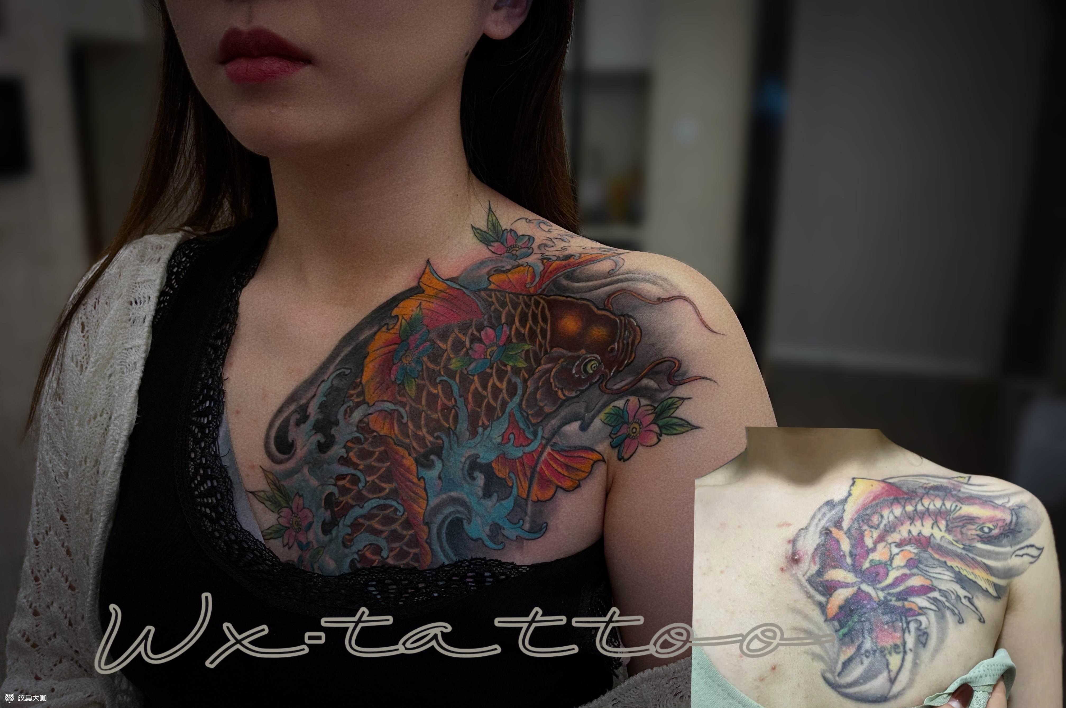 锦鲤_纹身图案手稿图片_鬼鬼的纹身作品集