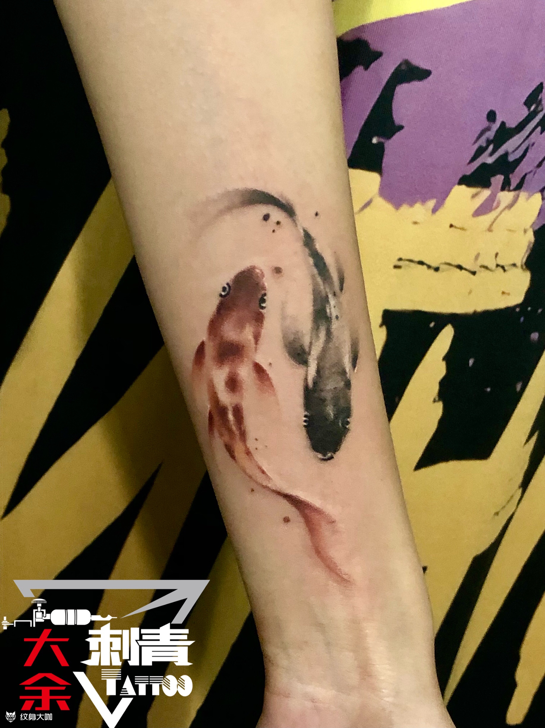 太极阴阳鱼纹身图案图片