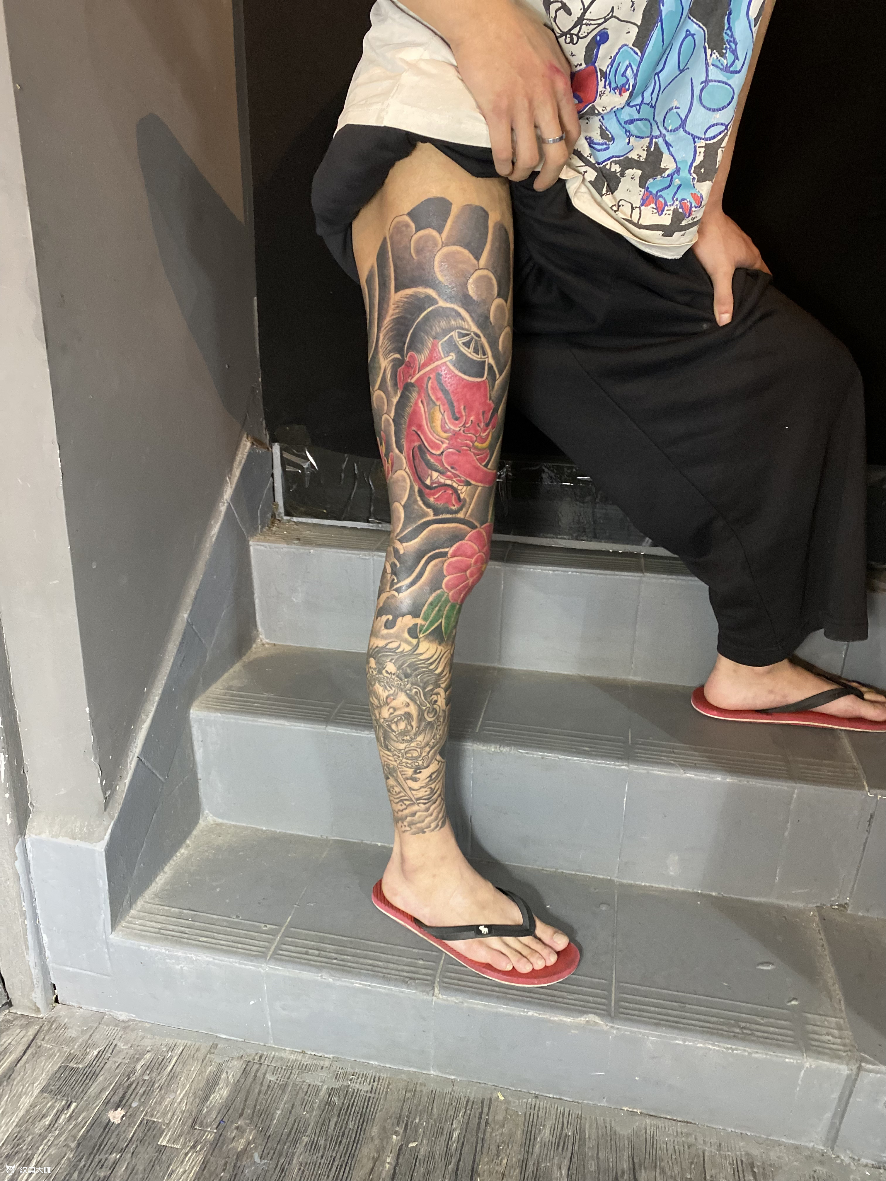 天狗之达摩蛋花腿_纹身吧社区 - 纹身大咖