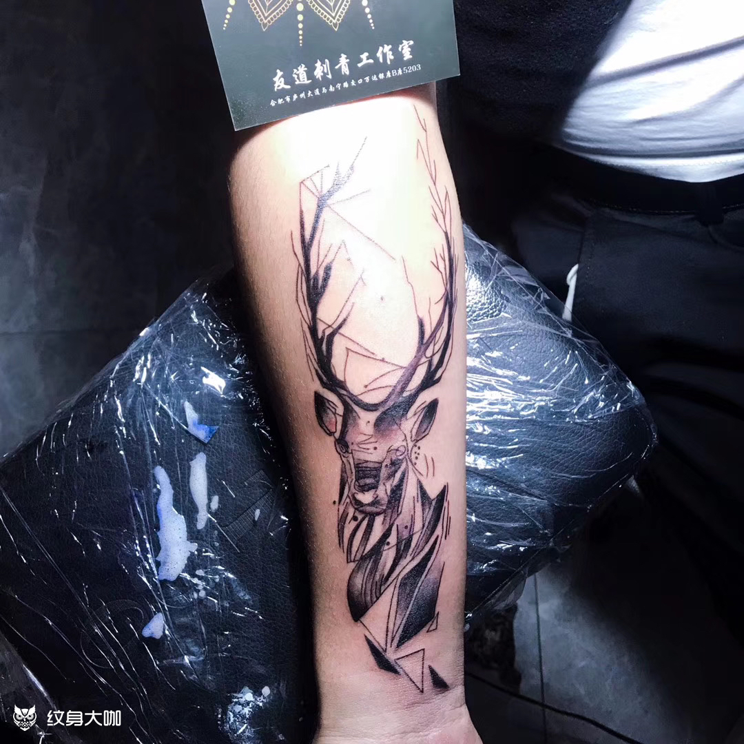 麋鹿_纹身图案手稿图片_94-snake的纹身作品集