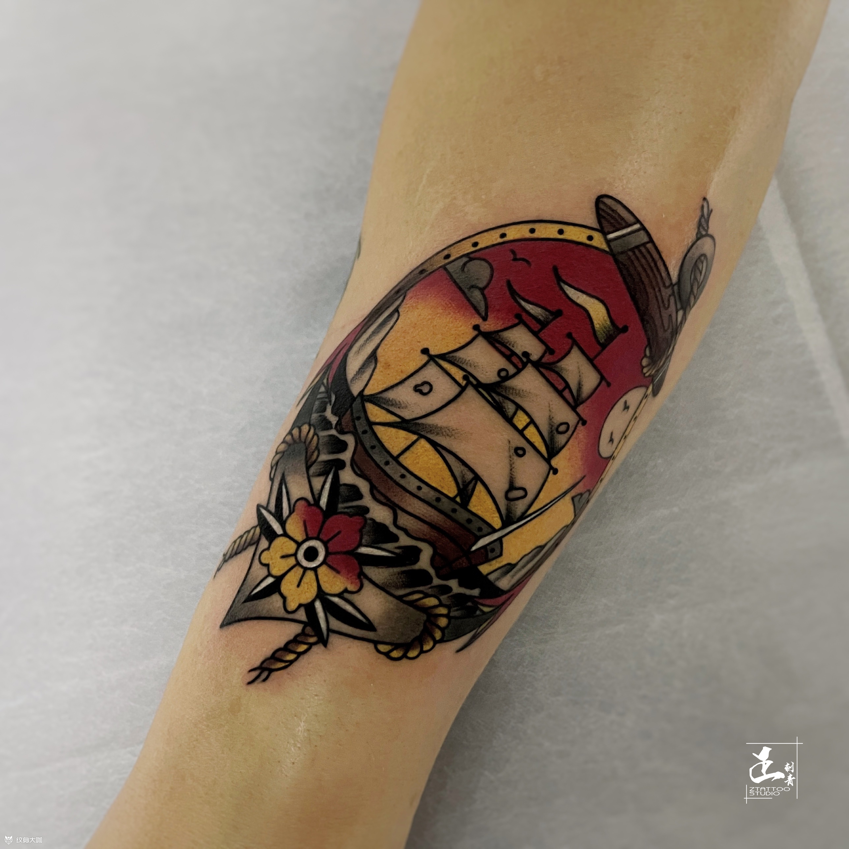 old船_纹身图案手稿图片_晓鹏的纹身作品集