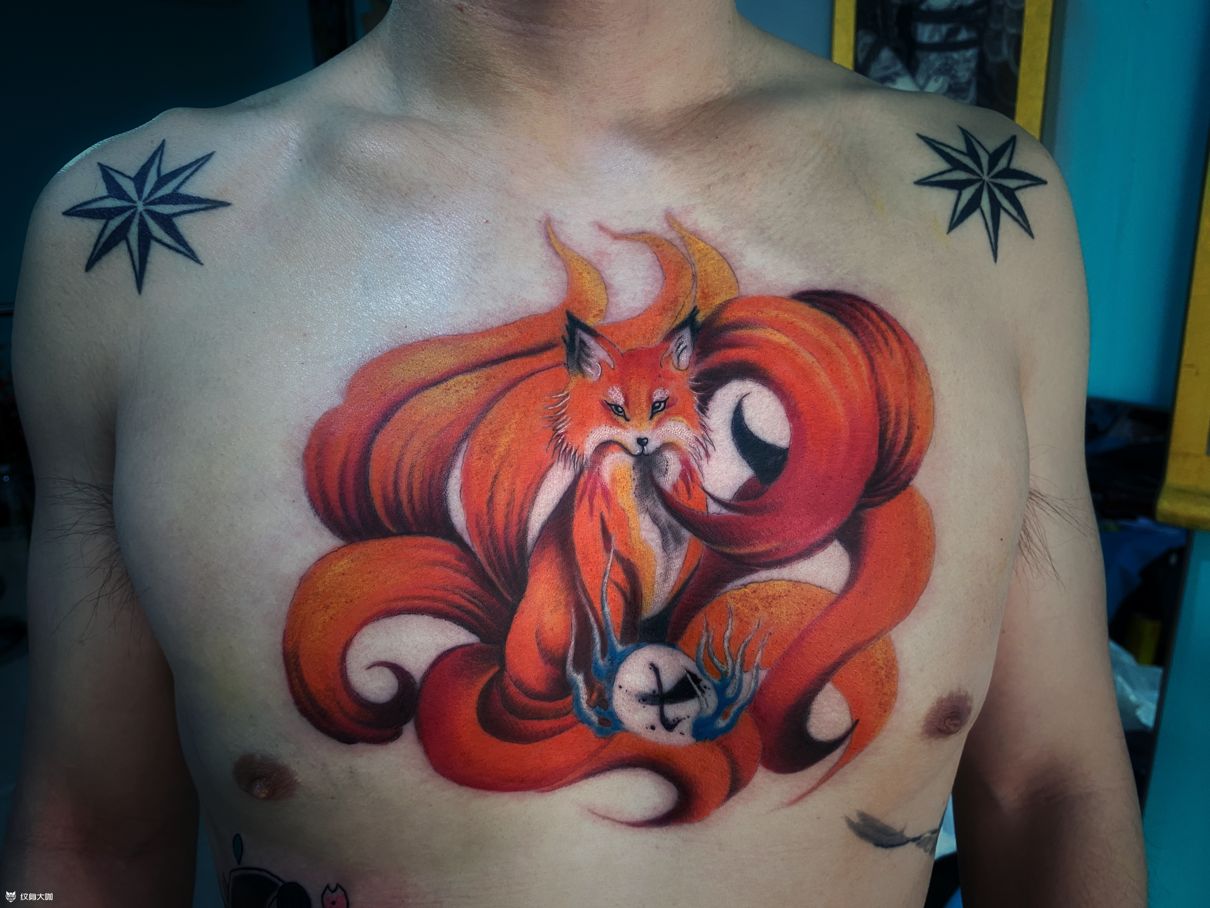 九尾狐_纹身图案手稿图片_王成峰的纹身作品集
