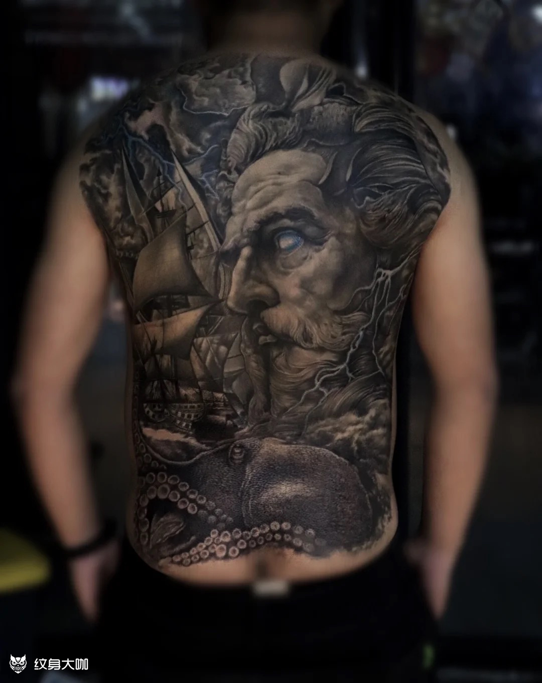 波塞冬_纹身图案手稿图片_陈浩宇的纹身作品集