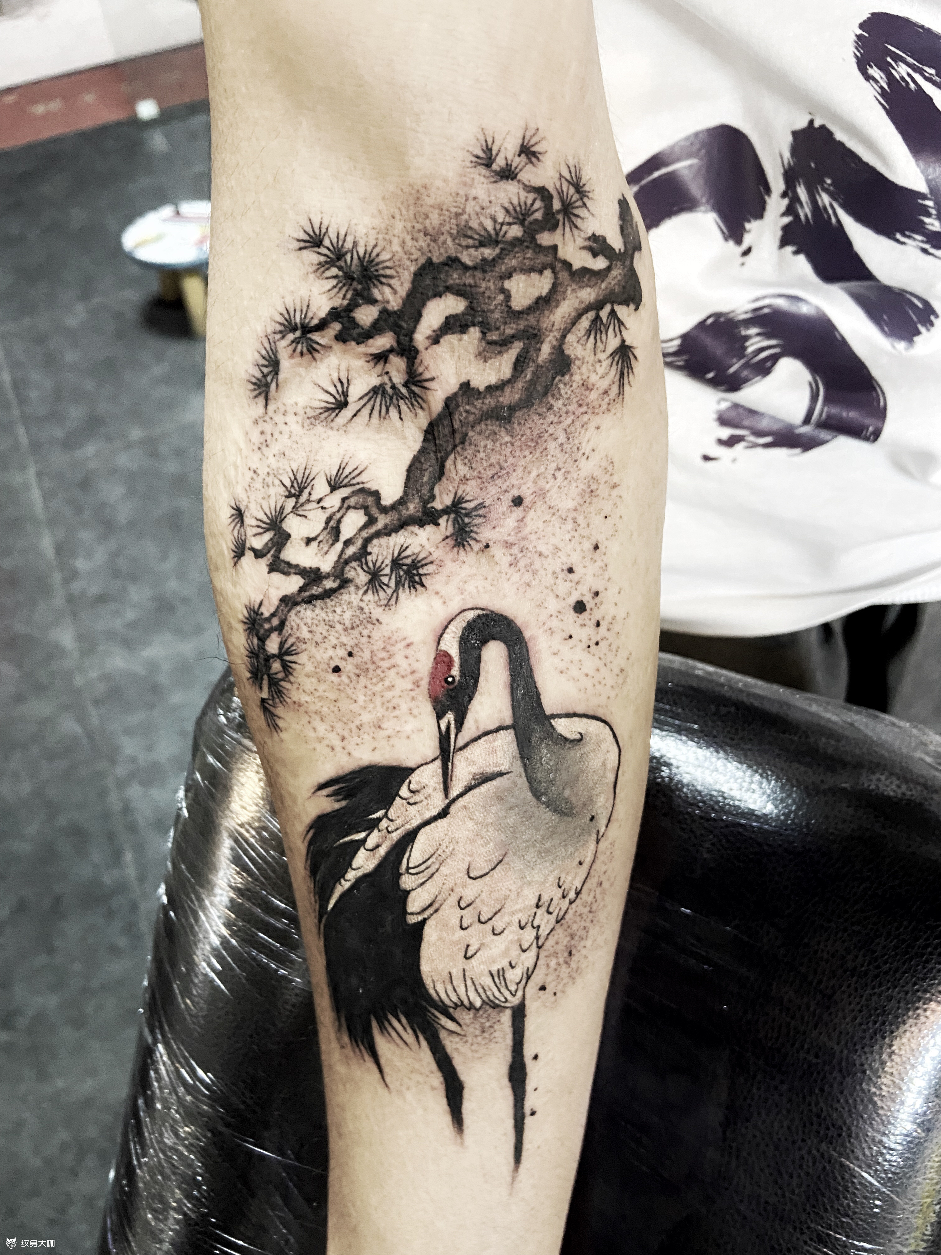 仙鹤_纹身图案手稿图片_阿鹏的纹身作品集