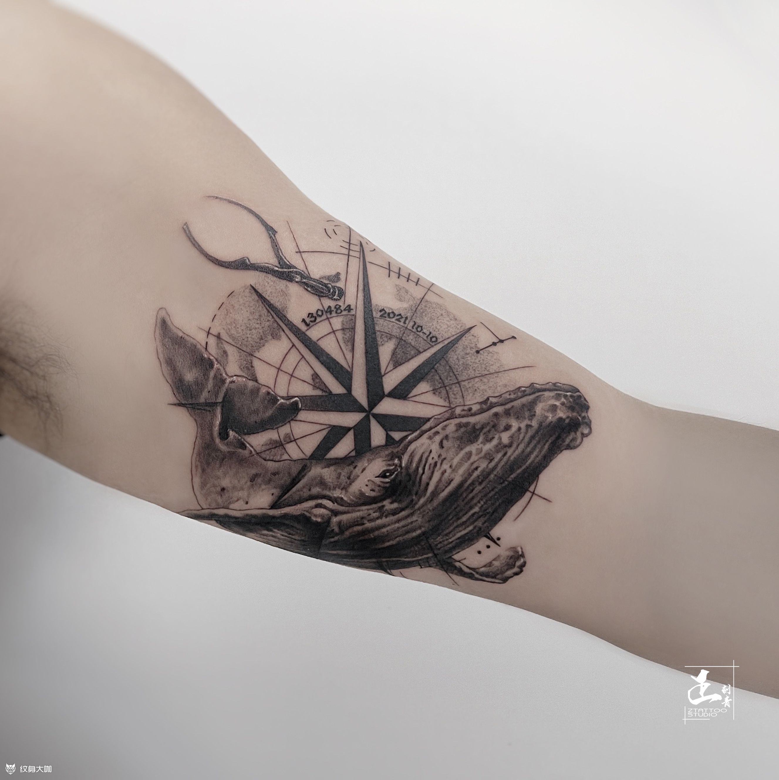 鲸_纹身图案手稿图片_晓鹏的纹身作品集