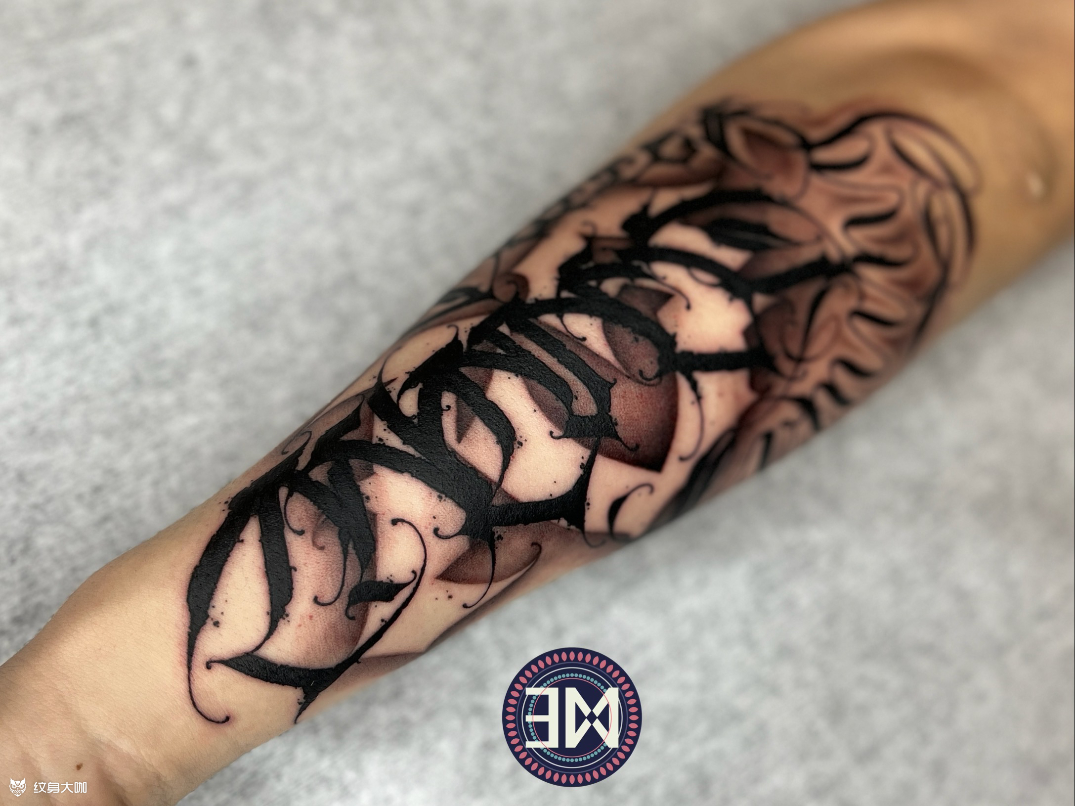 小臂外侧花体字作品_纹身图案手稿图片_大d的纹身作品集