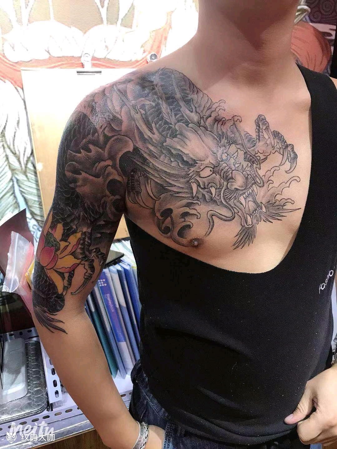 过肩龙_纹身图案手稿图片_仙人掌的纹身作品集