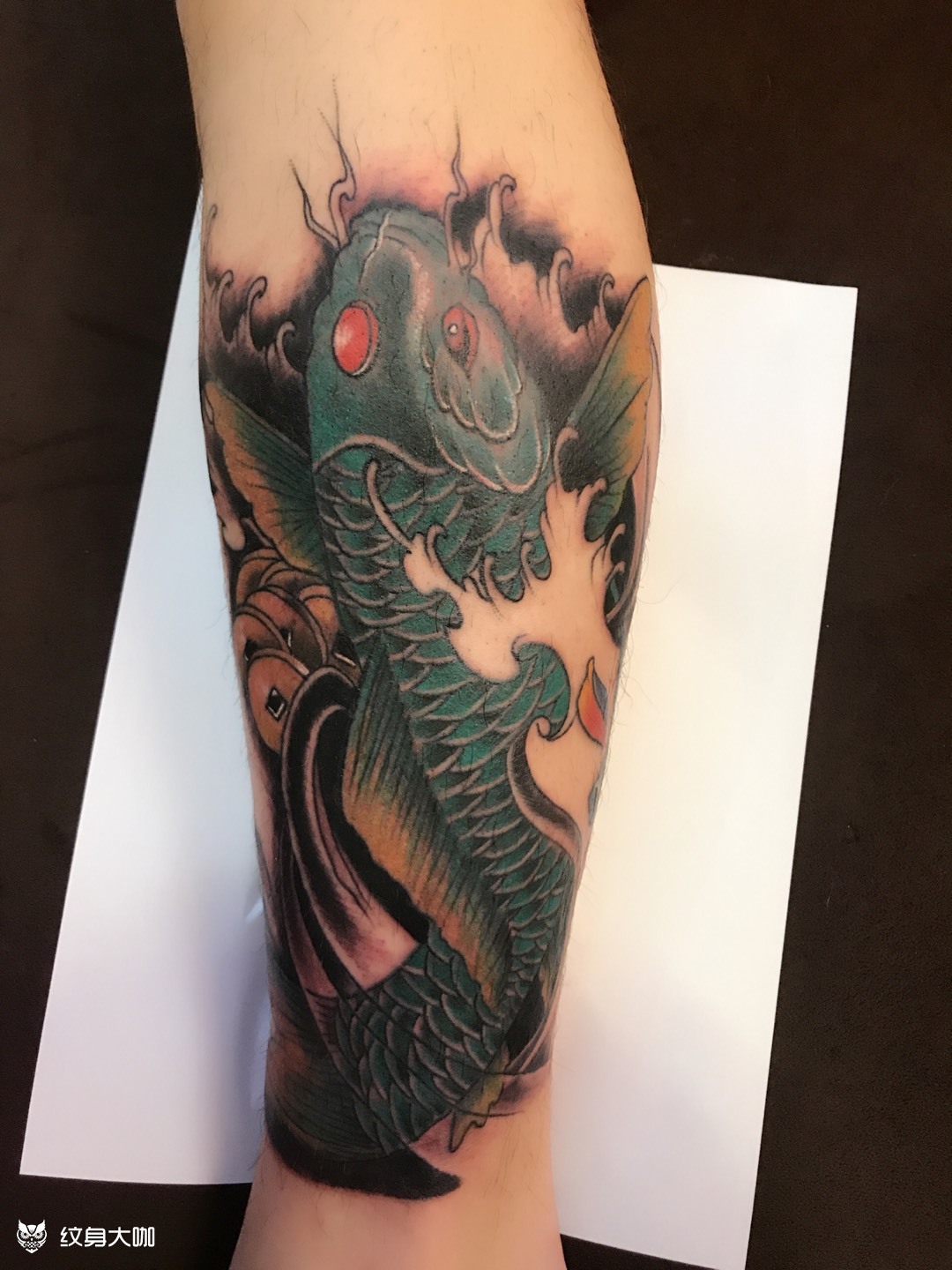 招财鱼_纹身图案手稿图片_辉姐的纹身作品集