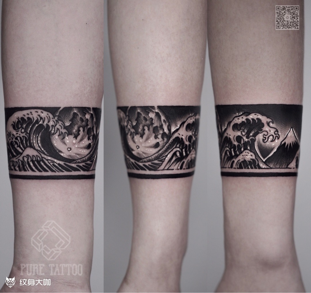 海浪手环_纹身图案手稿图片_阿橙的纹身作品集