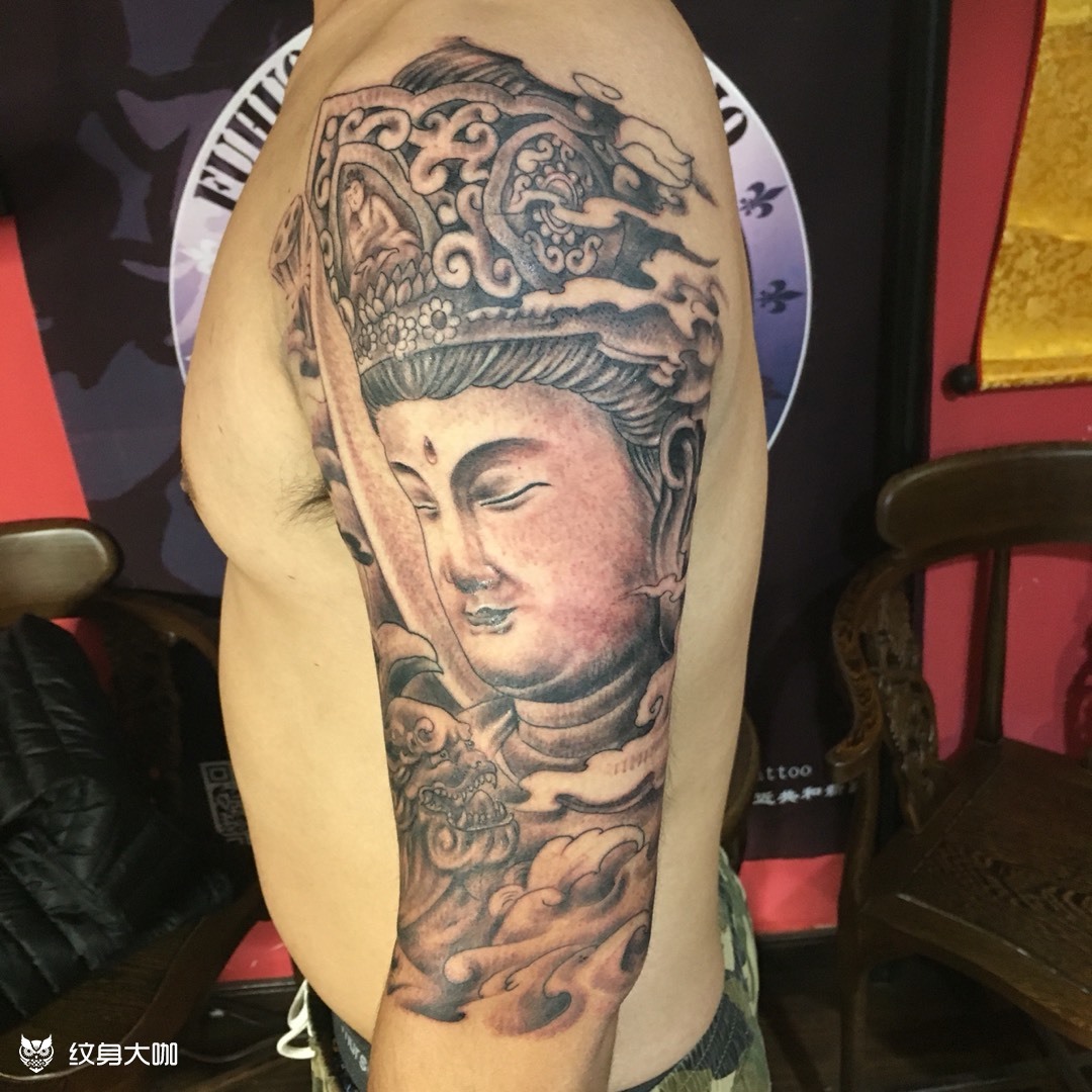 文殊菩萨包臂_纹身图案手稿图片_孔伟的纹身作品集