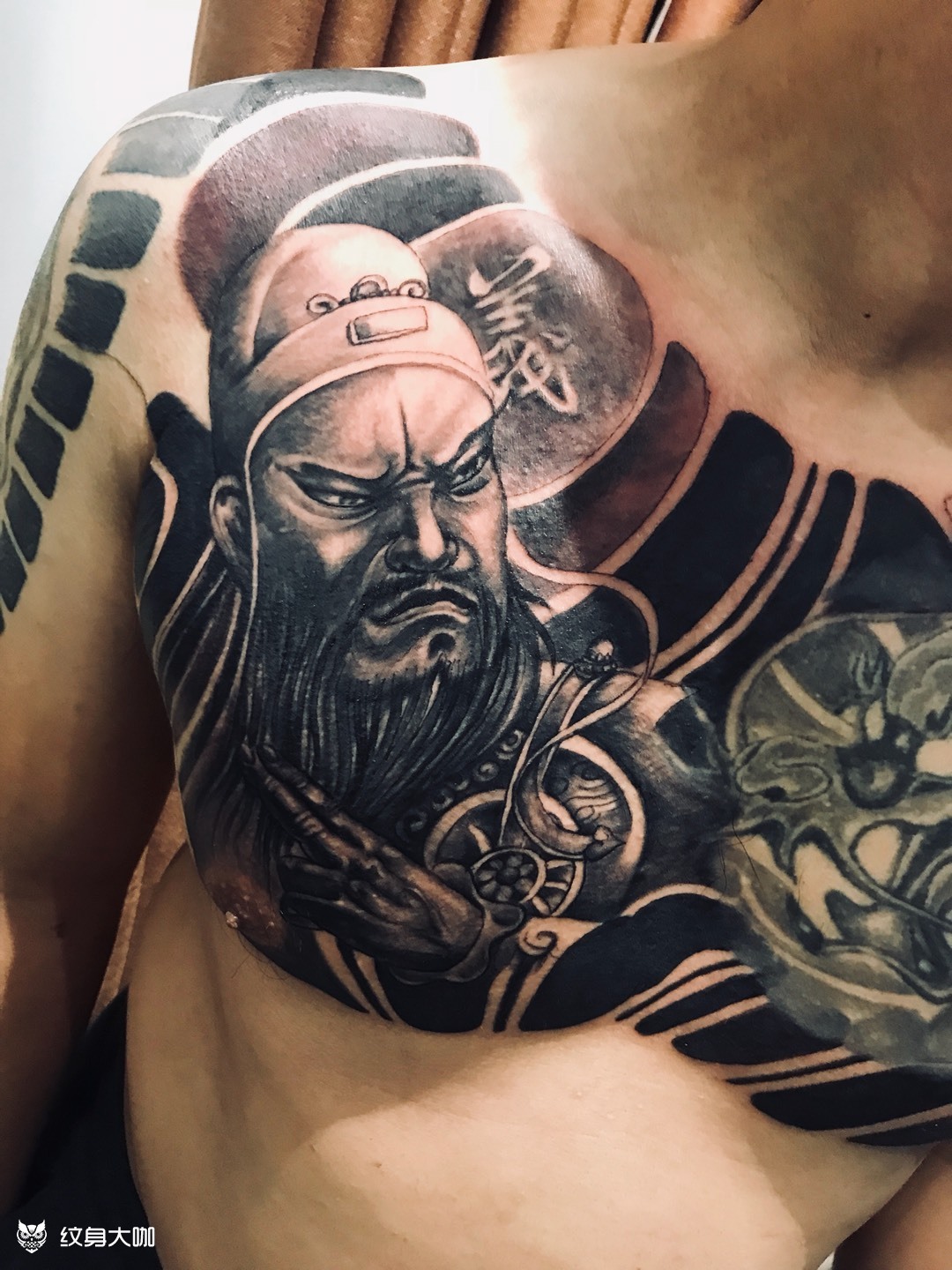 前胸添加关羽_纹身图案手稿图片_林墨华的纹身作品集