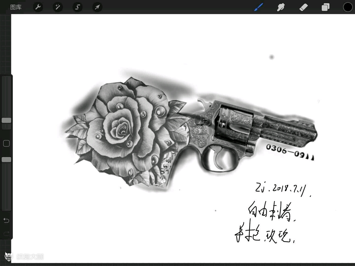 欧美手枪玫瑰_纹身吧社区 - 纹身大咖