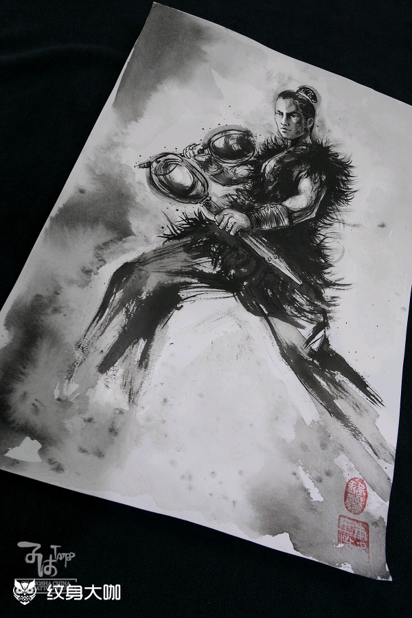 中国风泼墨手稿李小龙武侠古典 _纹身吧社区 - 纹身大咖